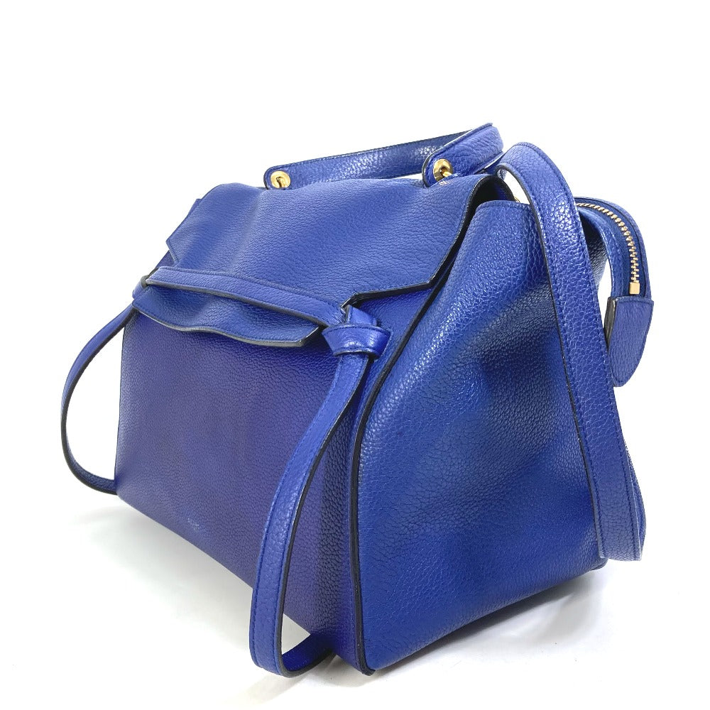 CELINE Shoulder Bag leather blue Handbag Belt bag Women Used Authentic