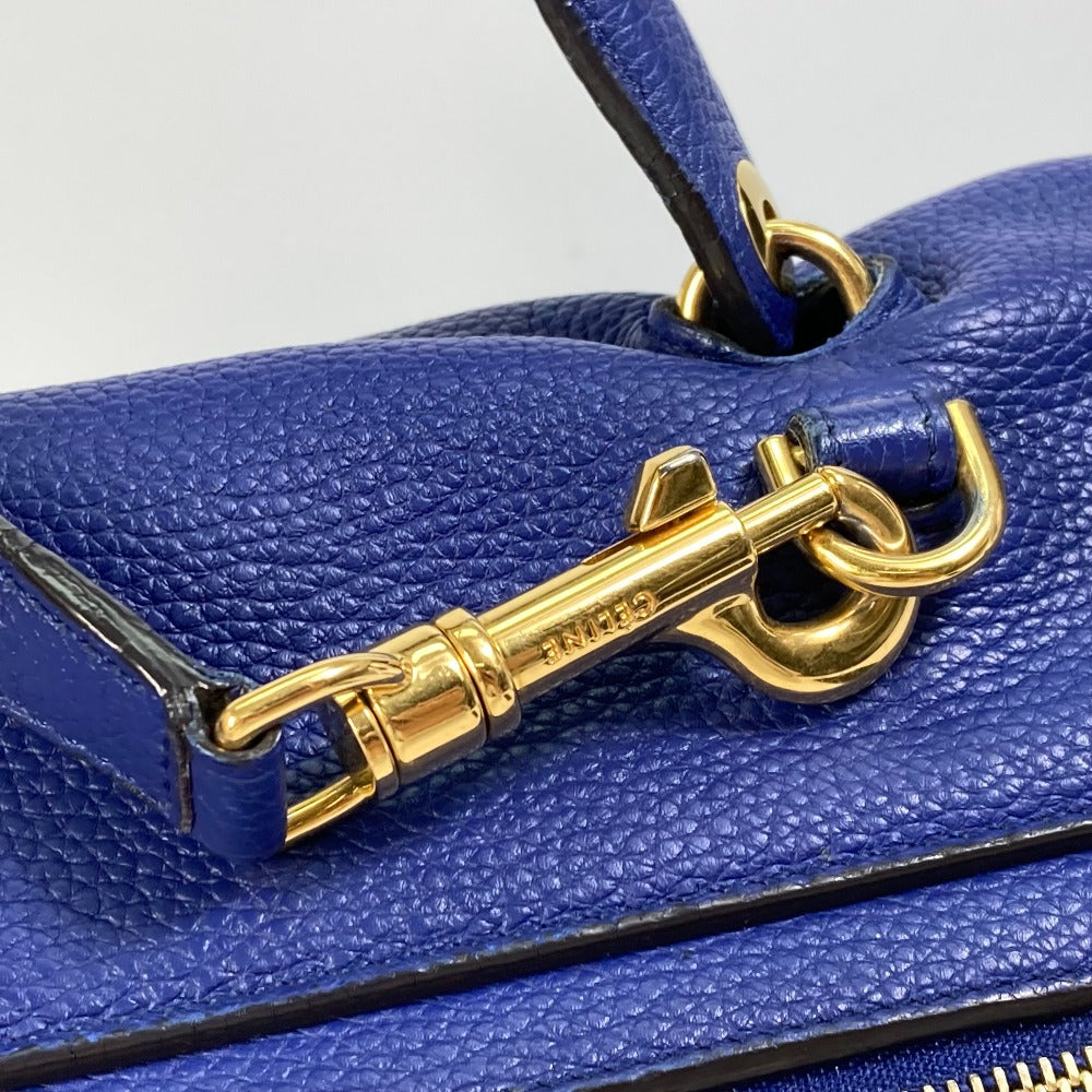 CELINE Shoulder Bag leather blue Handbag Belt bag Women Used Authentic