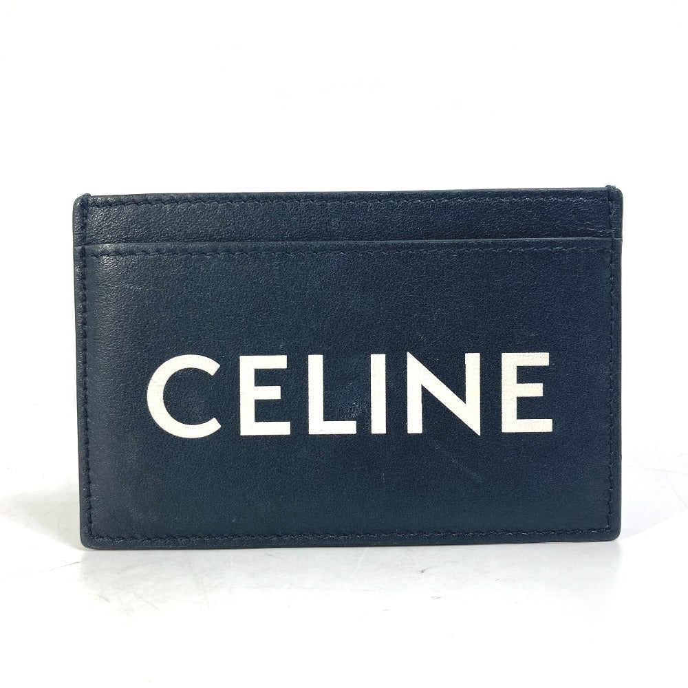 CELINE Card Case leather black Card holder logo mens Used Authentic