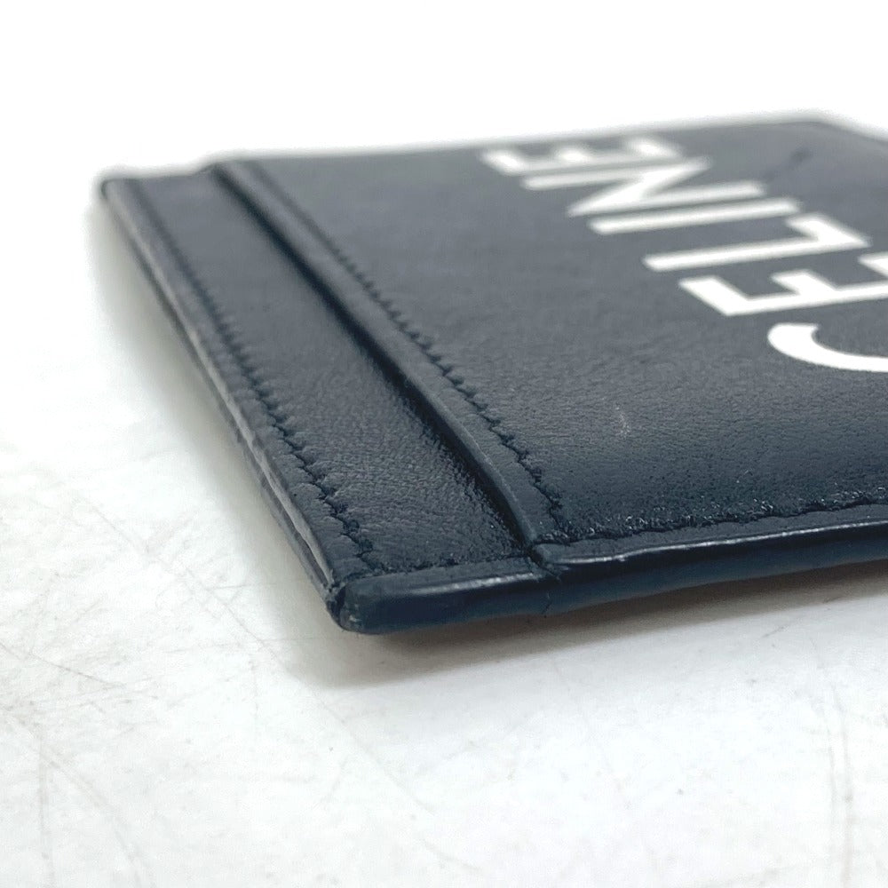 CELINE Card Case leather black Card holder logo mens Used Authentic