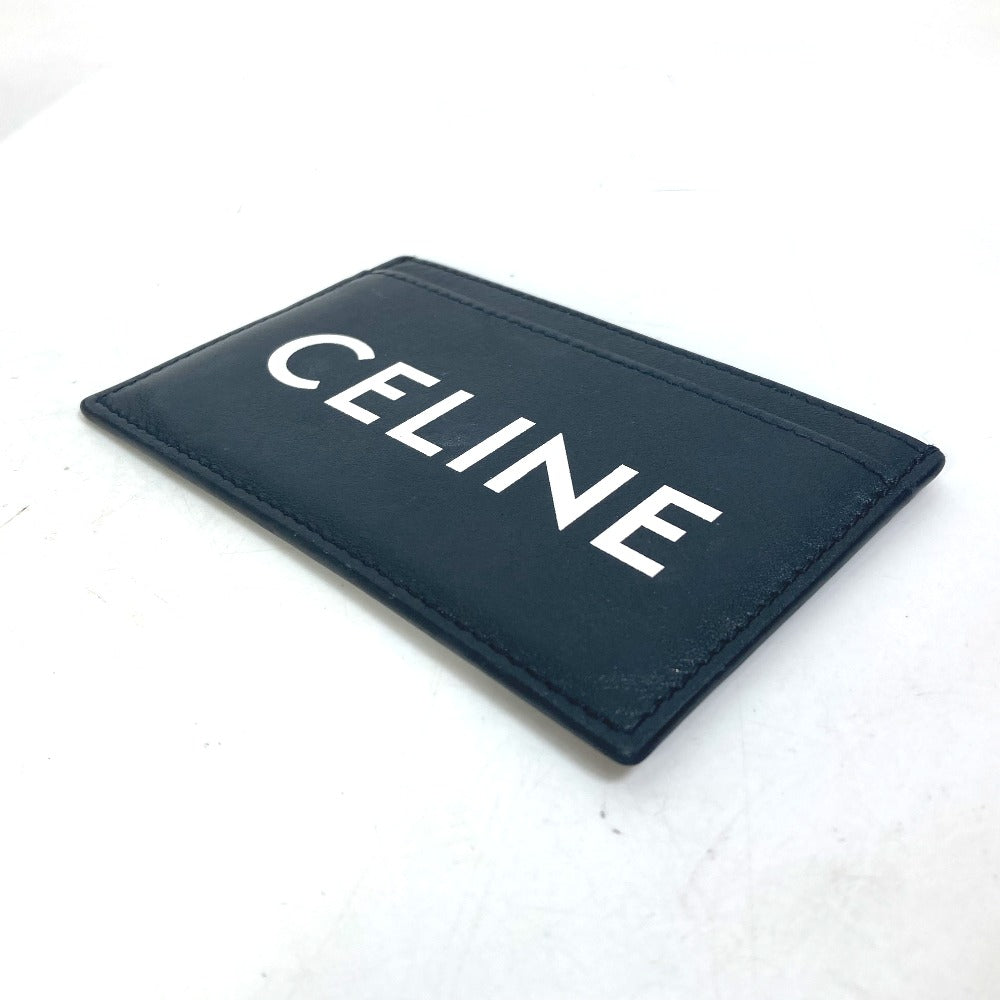 CELINE Card Case leather black Card holder logo mens Used Authentic