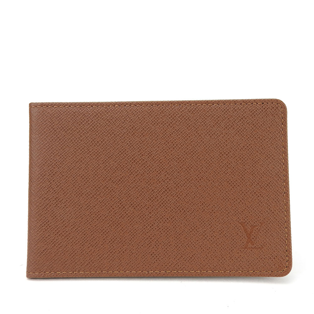 LOUIS VUITTON Pass case leather Brown
