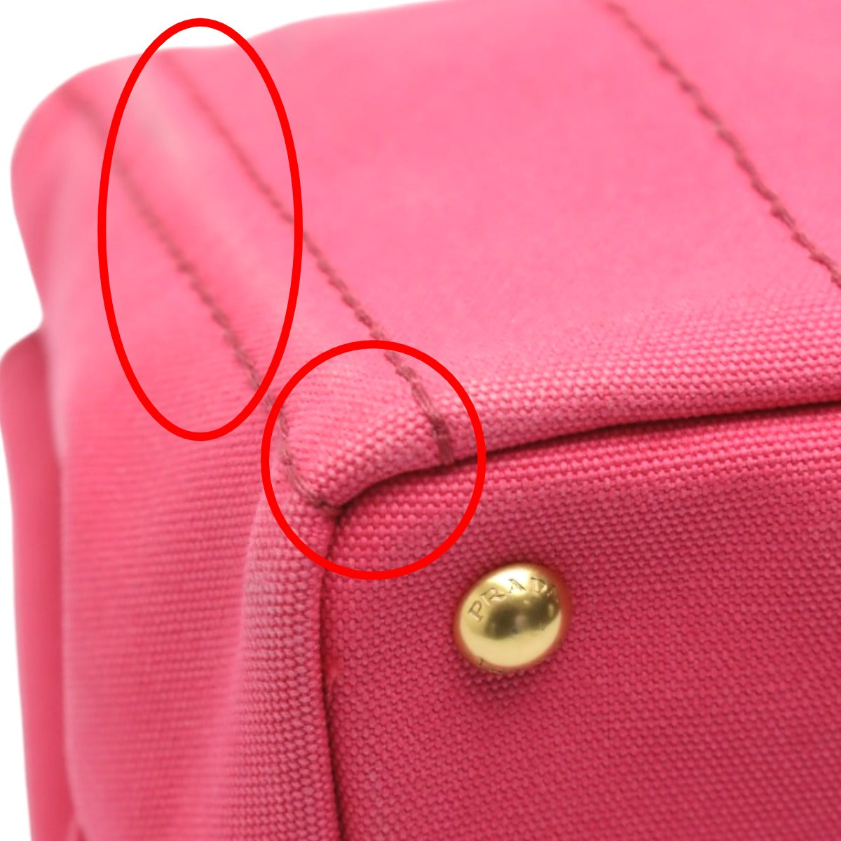 PRADA Tote Bag B2439G Cotton denim pink Tote Bag canvas Canapa Women Used Authentic