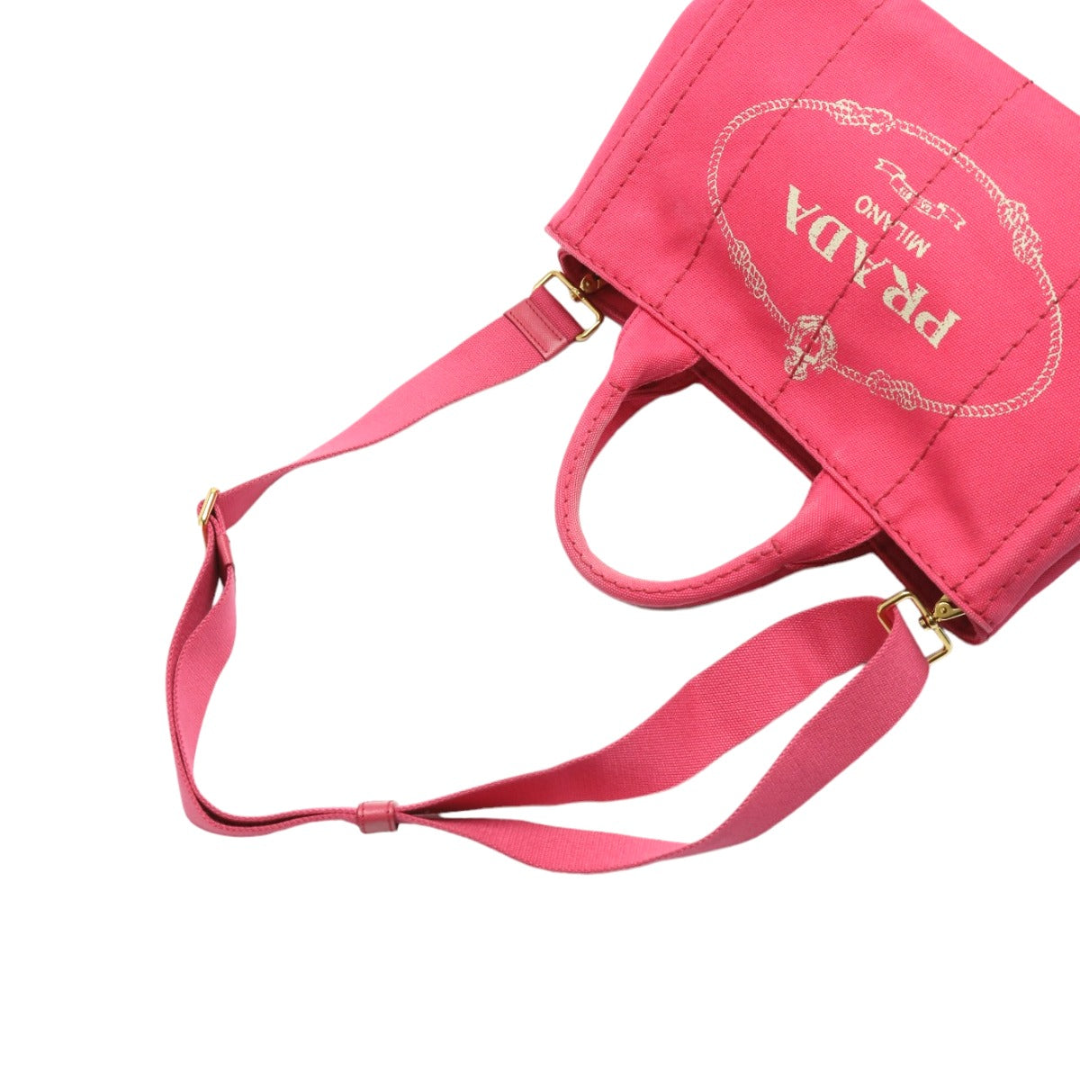 PRADA Tote Bag B2439G Cotton denim pink Tote Bag canvas Canapa Women Used Authentic