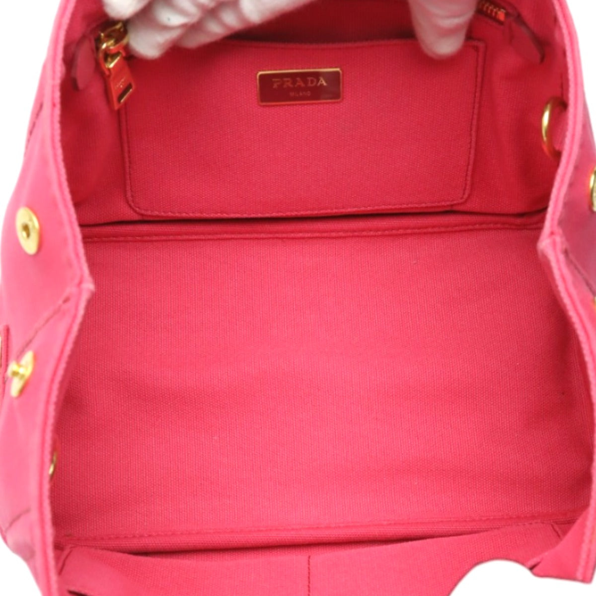 PRADA Tote Bag B2439G Cotton denim pink Tote Bag canvas Canapa Women Used Authentic
