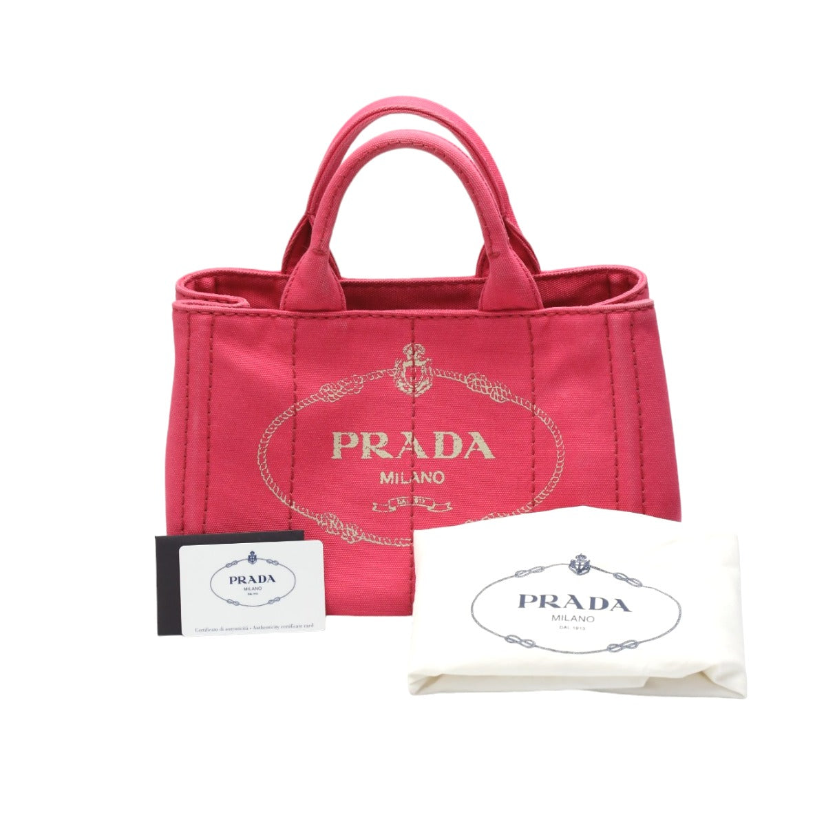 PRADA Tote Bag B2439G Cotton denim pink Tote Bag canvas Canapa Women Used Authentic