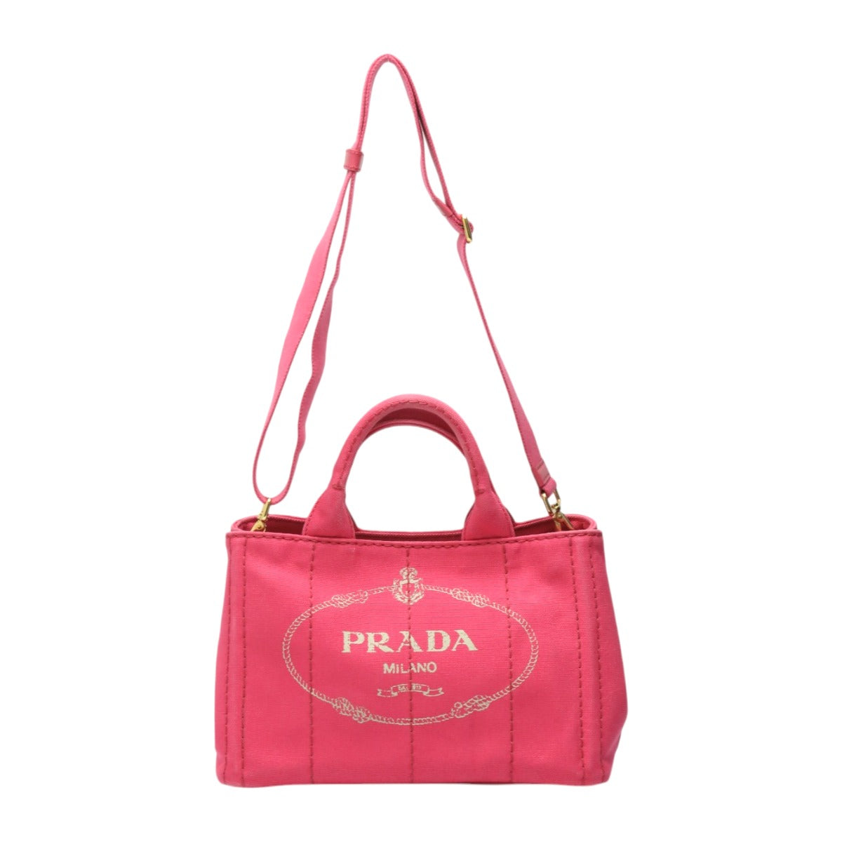 PRADA Tote Bag B2439G Cotton denim pink Tote Bag canvas Canapa Women Used Authentic