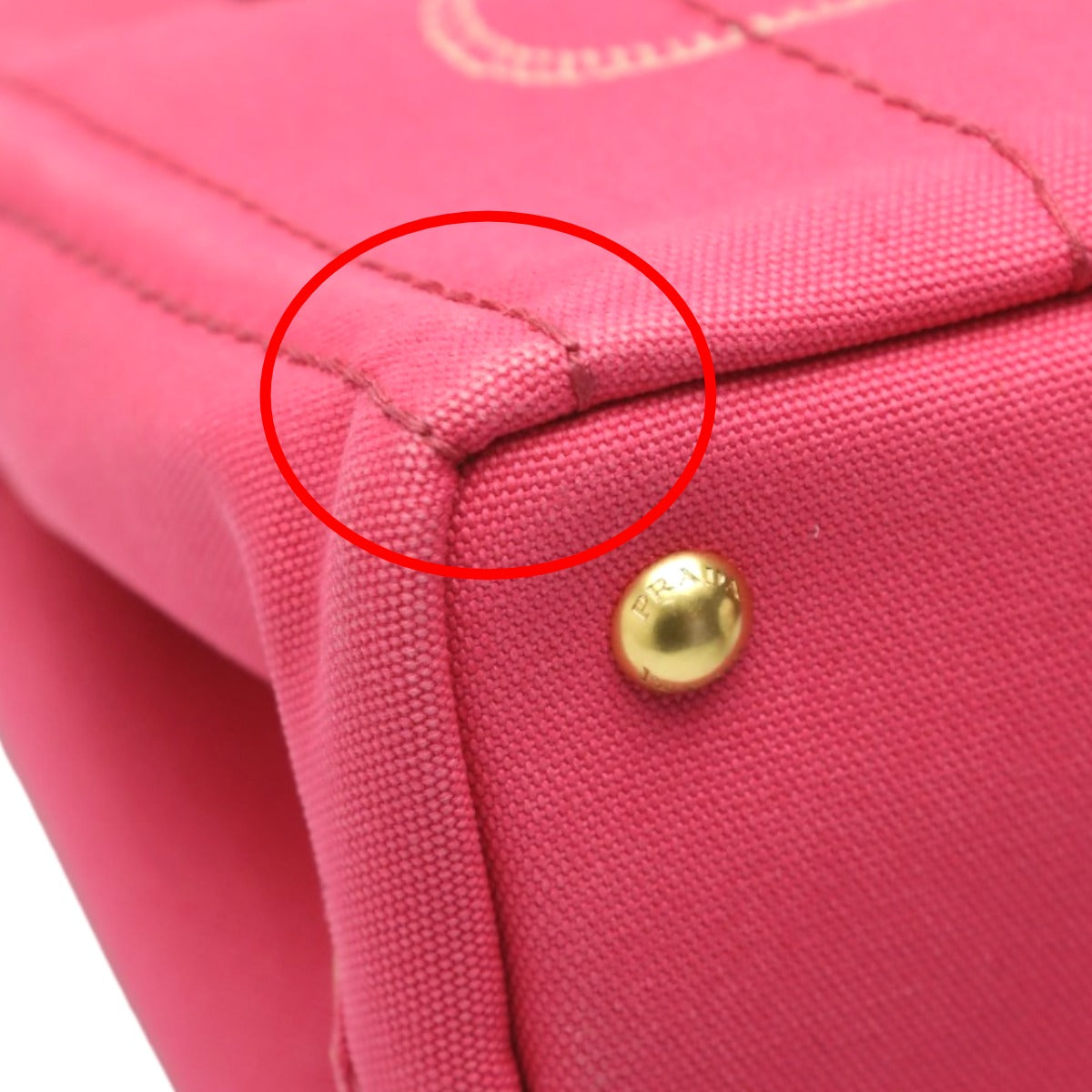 PRADA Tote Bag B2439G Cotton denim pink Tote Bag canvas Canapa Women Used Authentic
