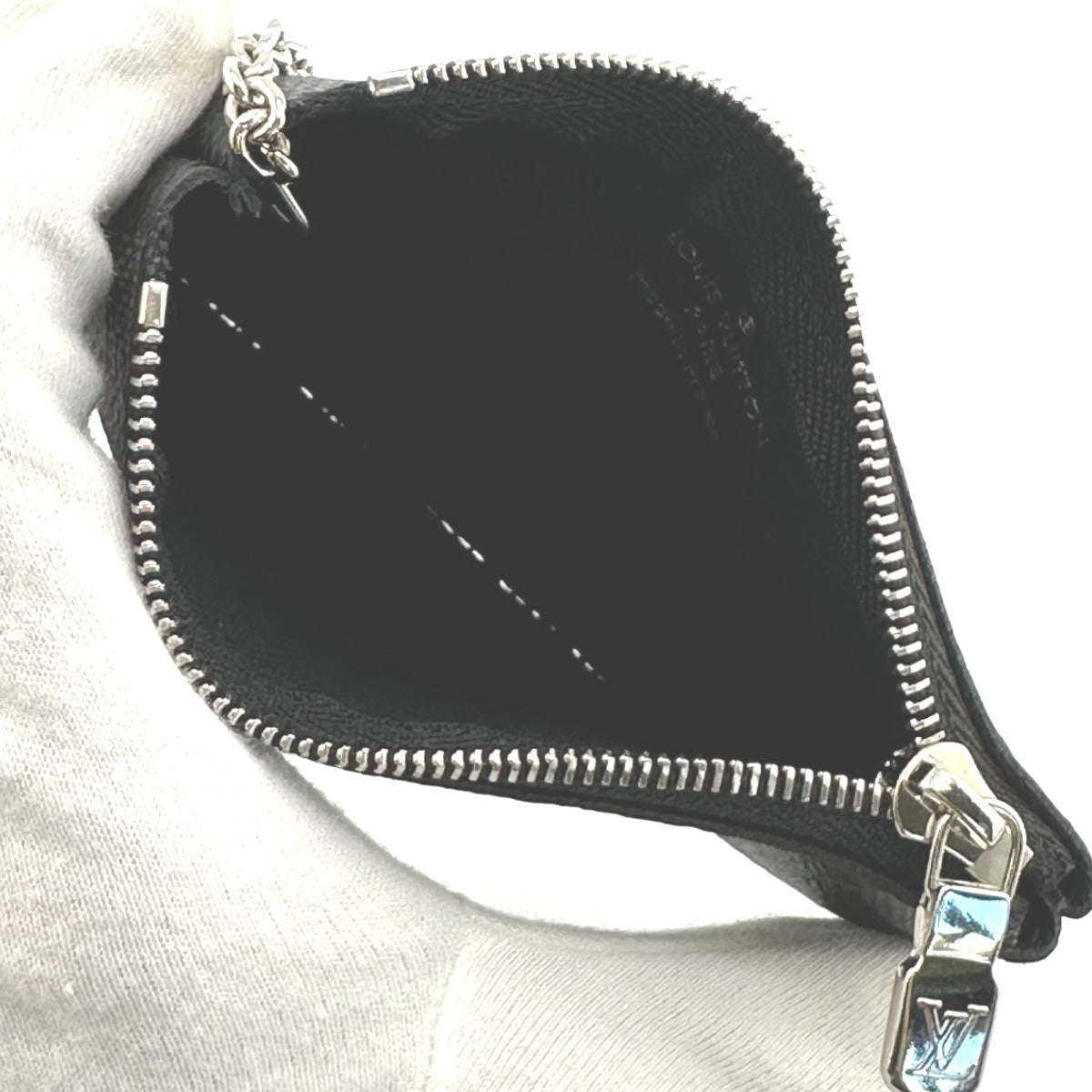 LOUIS VUITTON Key case Key holder N60155 Damier Grafitto Canvas gray Graphite Pochette Cre