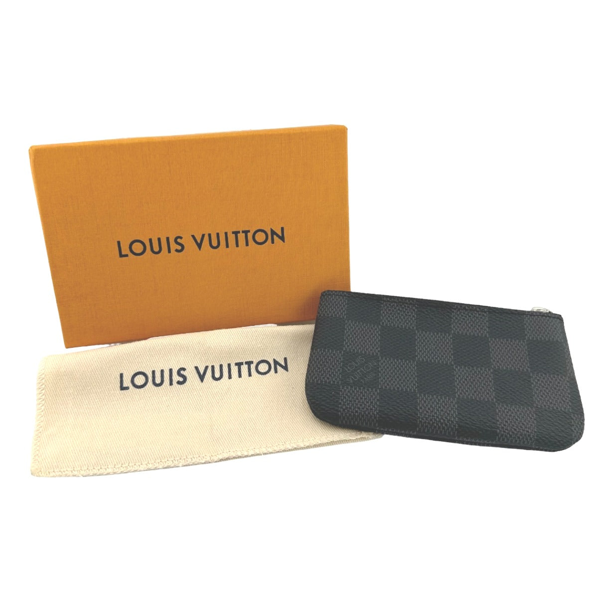 LOUIS VUITTON Key case Key holder N60155 Damier Grafitto Canvas gray Graphite Pochette Cre