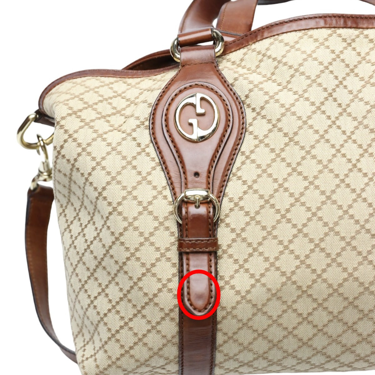 GUCCI Tote Bag 282346 canvas Antique brown Diamante