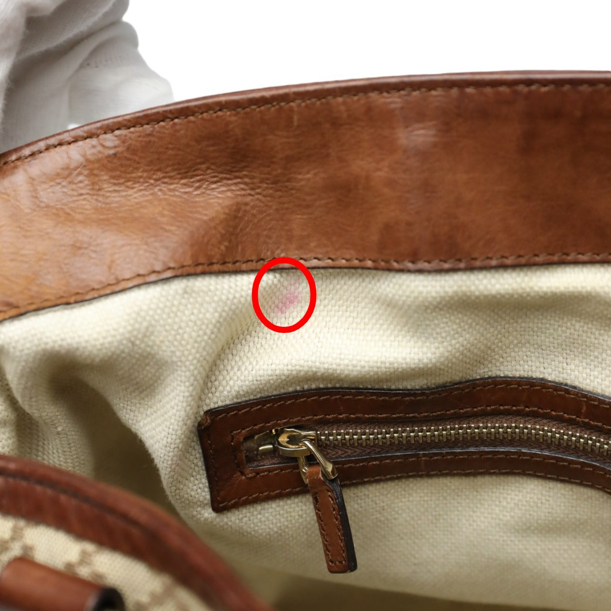 GUCCI Tote Bag 282346 canvas Antique brown Diamante
