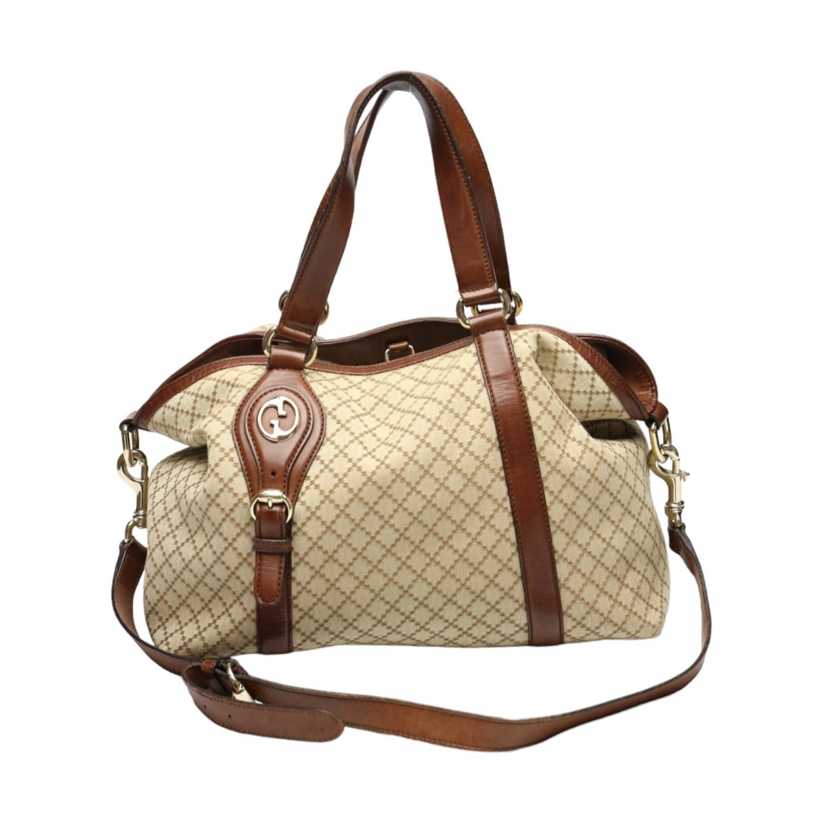 GUCCI Tote Bag 282346 canvas Antique brown Diamante
