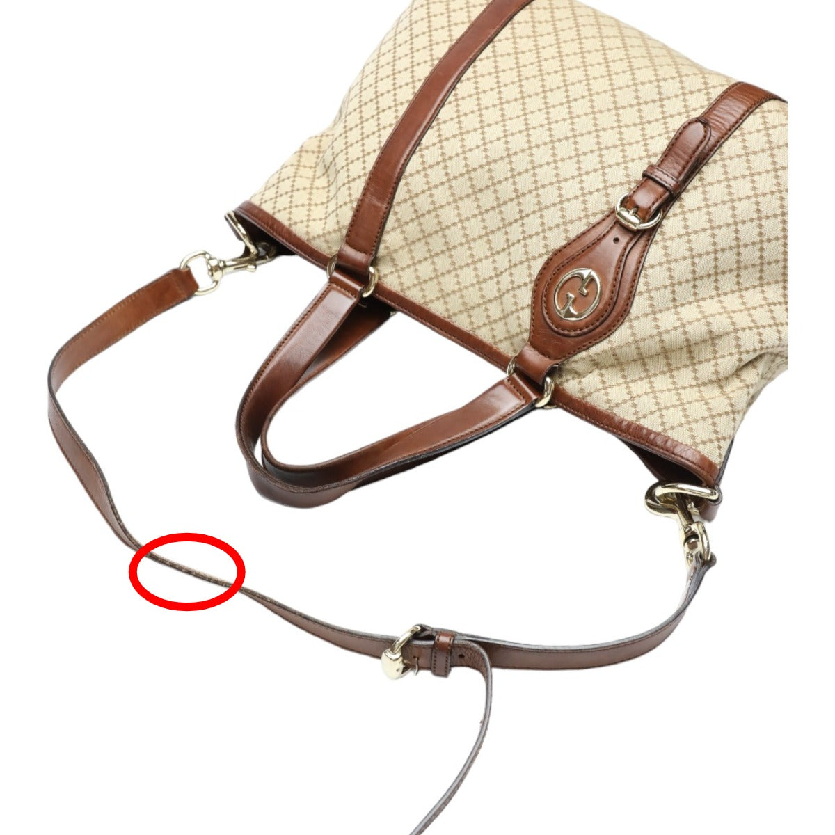 GUCCI Tote Bag 282346 canvas Antique brown Diamante