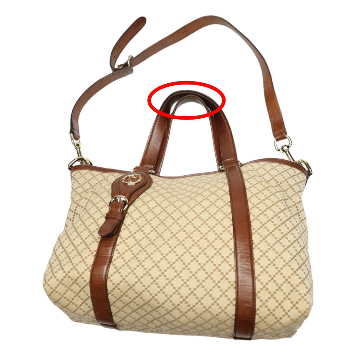 GUCCI Tote Bag 282346 canvas Antique brown Diamante