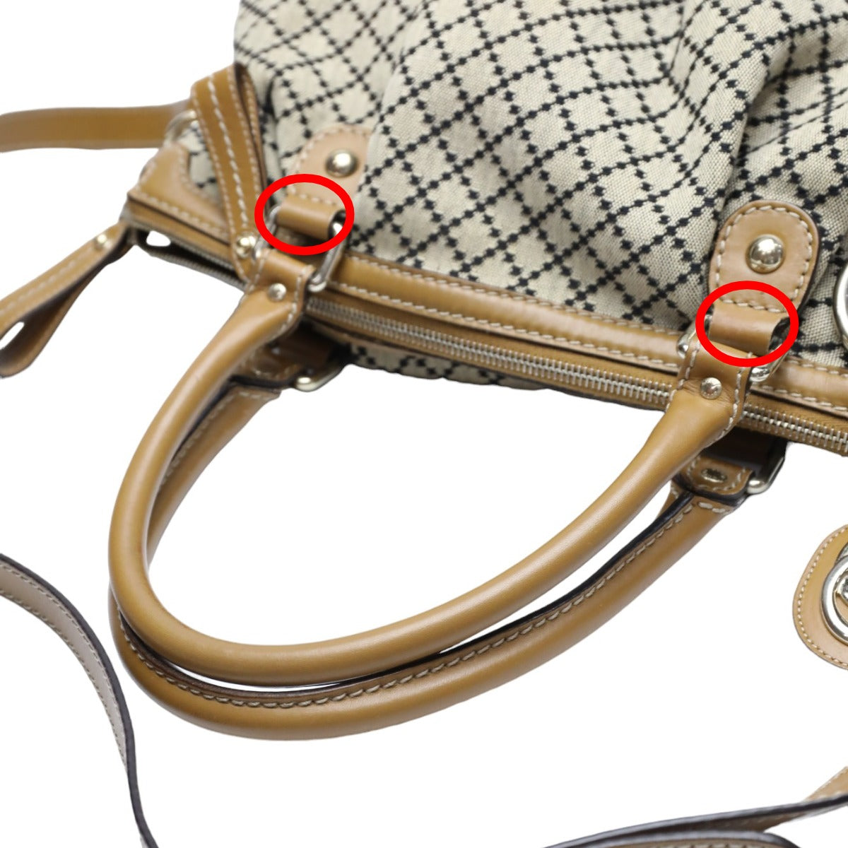 GUCCI Tote Bag 247902 canvas Beige x brown Diamante