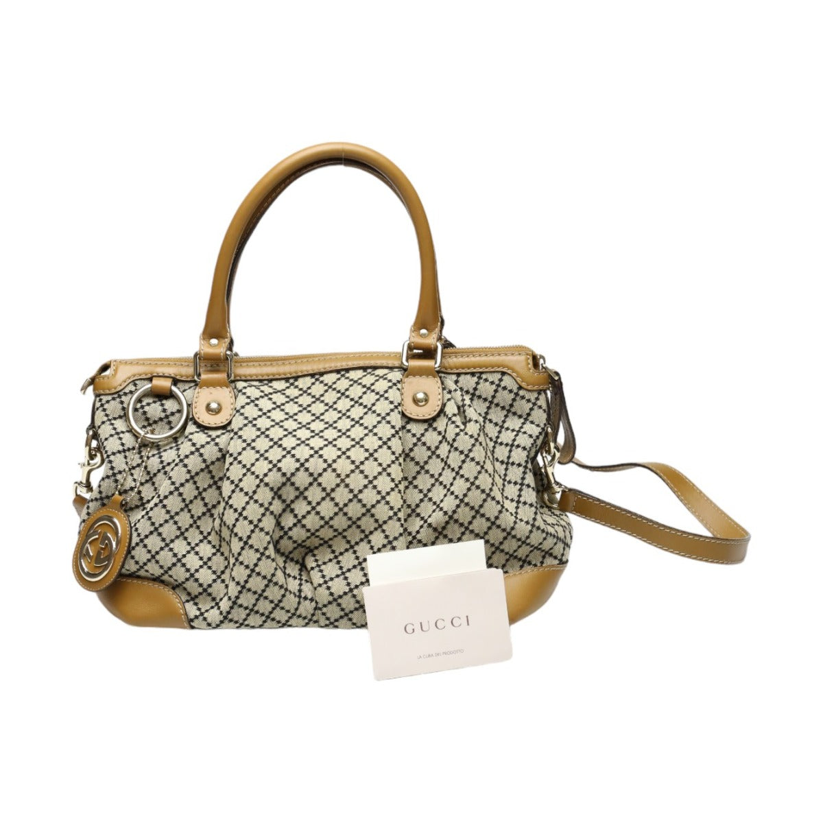 GUCCI Tote Bag 247902 canvas Beige x brown Diamante