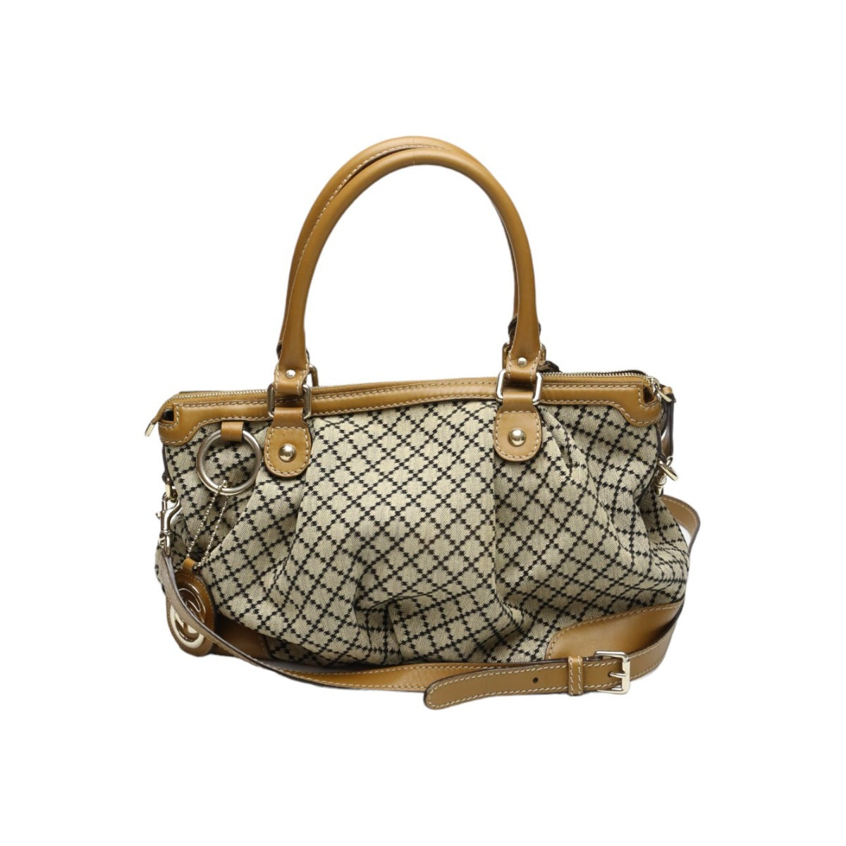 GUCCI Tote Bag 247902 canvas Beige x brown Diamante