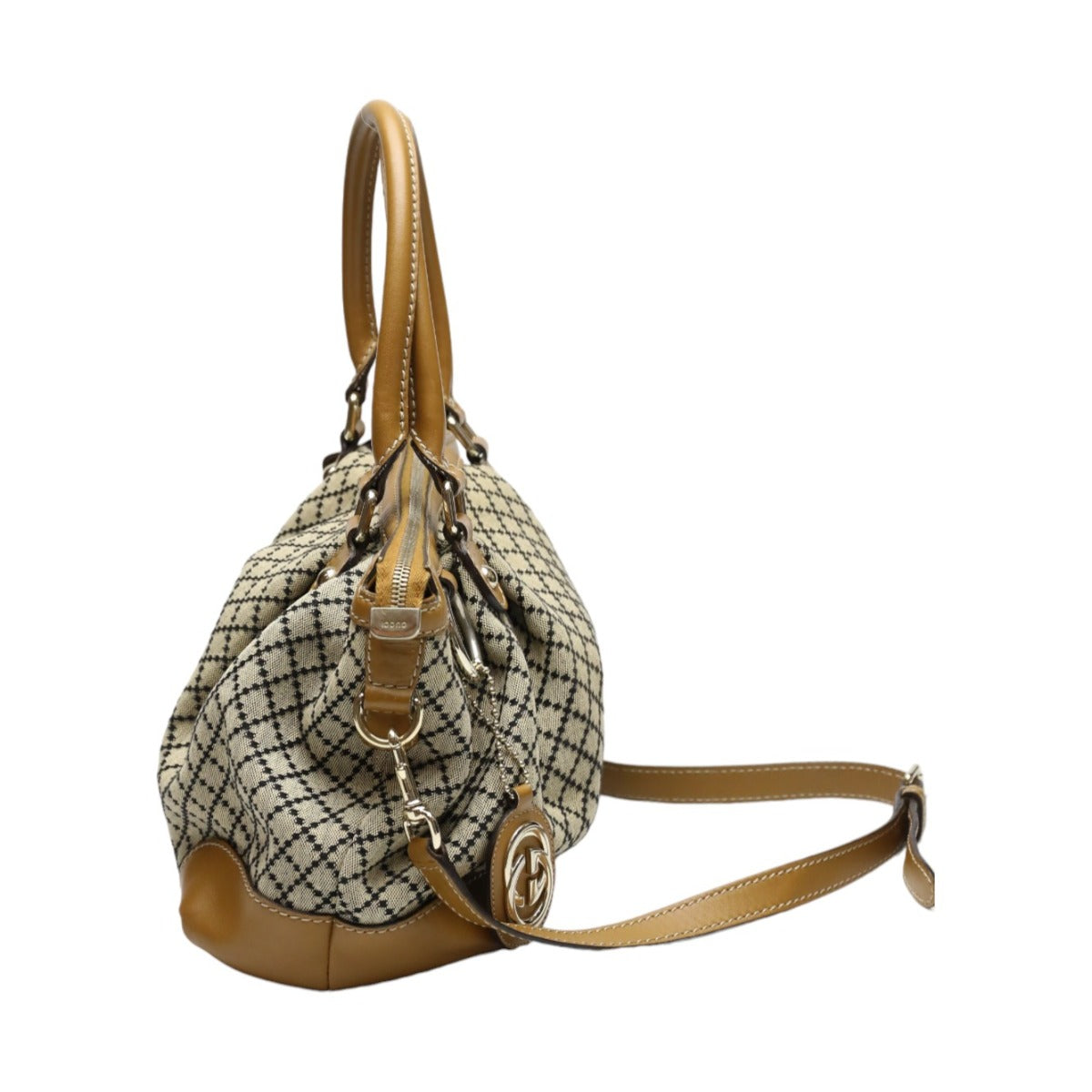 GUCCI Tote Bag 247902 canvas Beige x brown Diamante