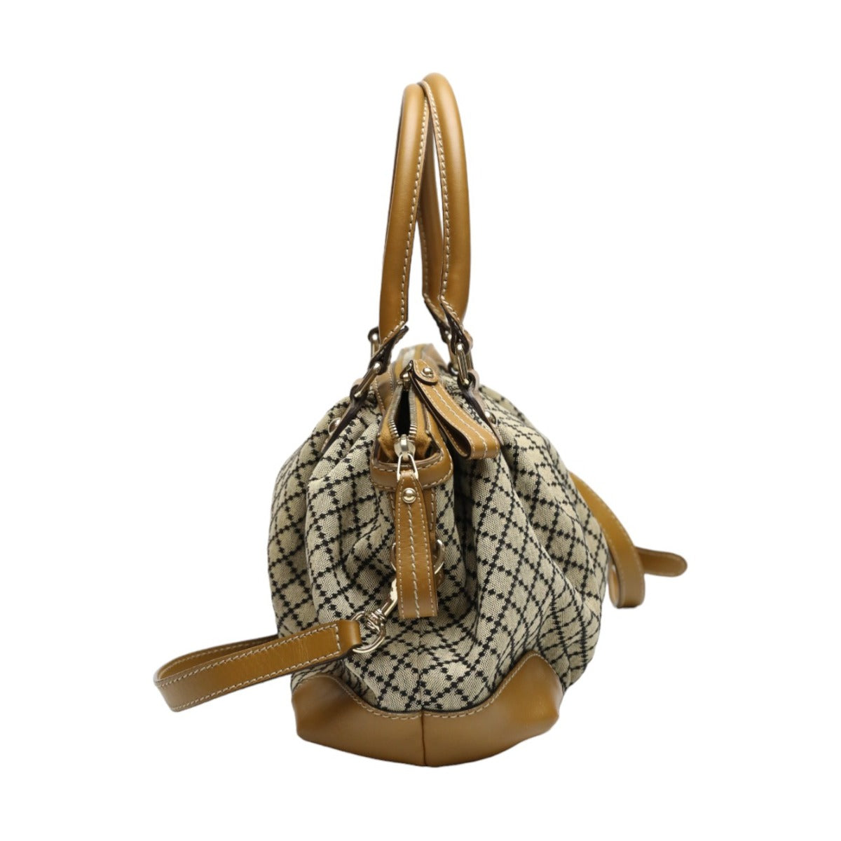 GUCCI Tote Bag 247902 canvas Beige x brown Diamante