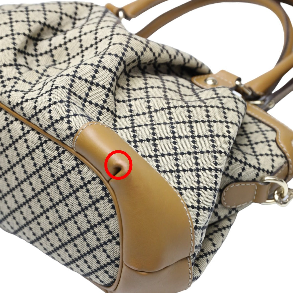 GUCCI Tote Bag 247902 canvas Beige x brown Diamante