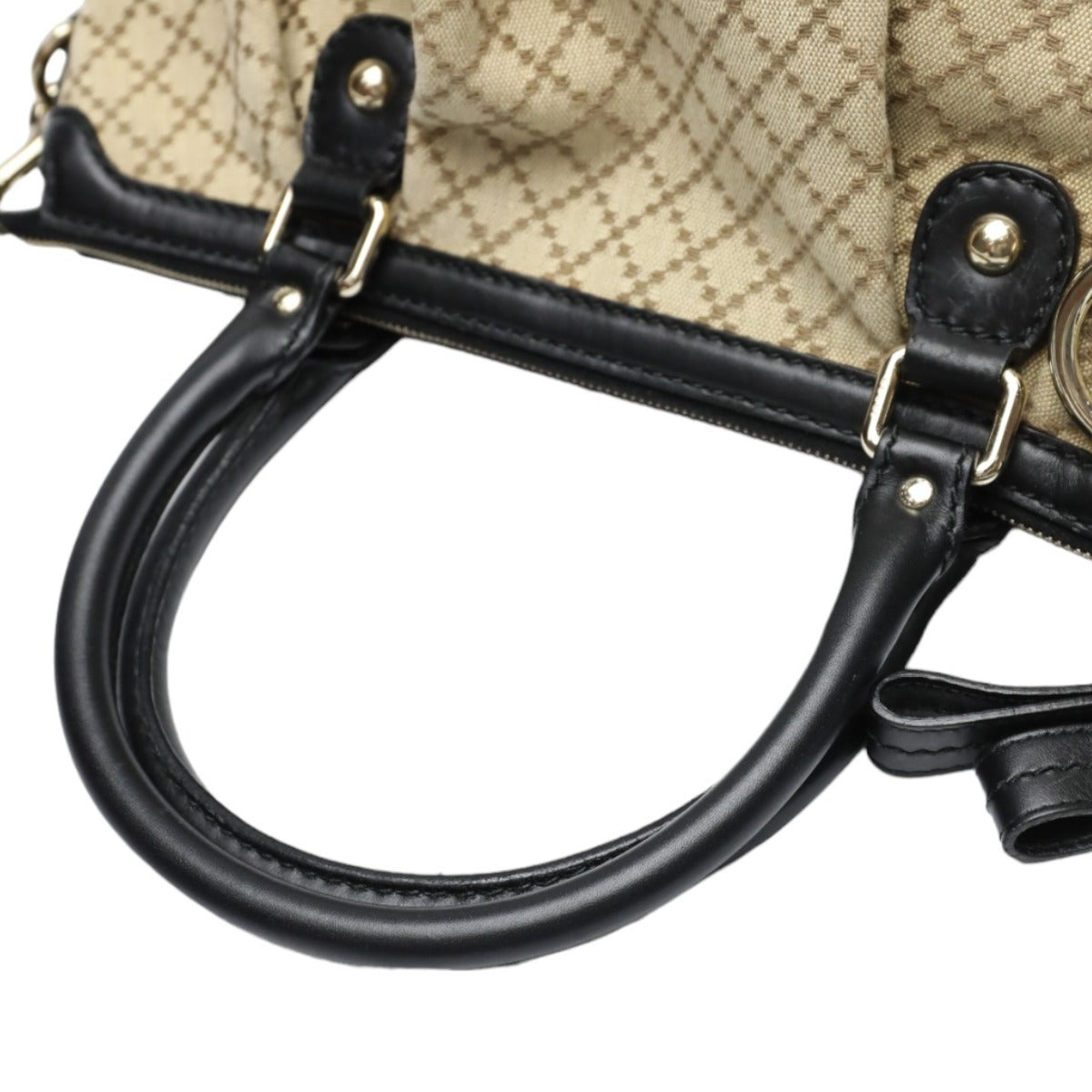 GUCCI Shoulder Bag 247902 canvas Black x beige Diamante
