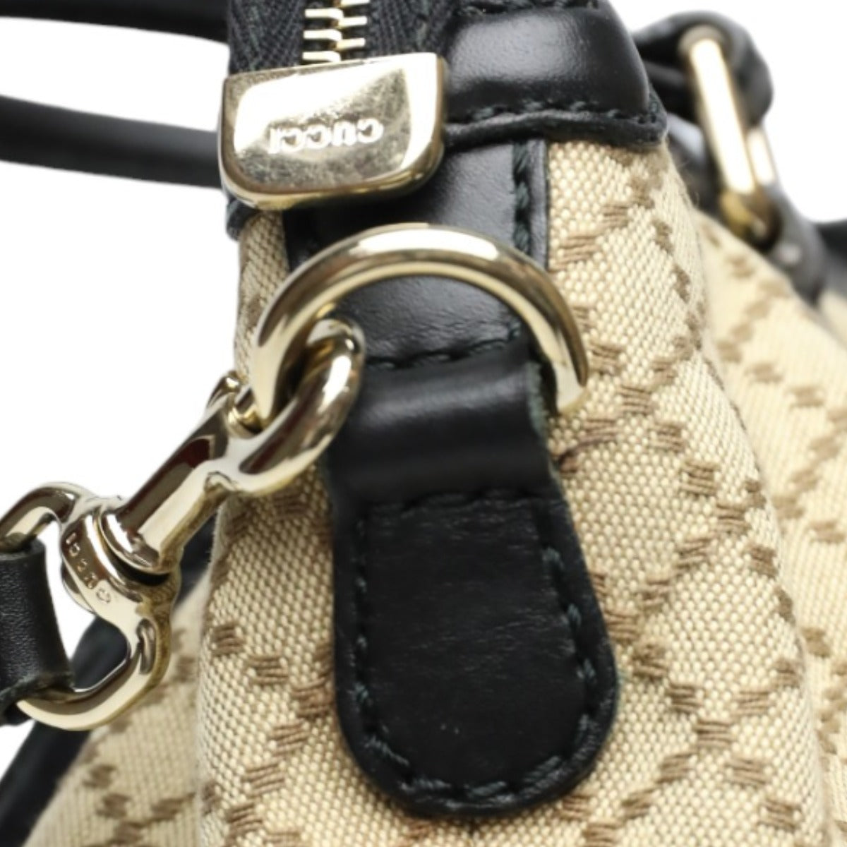 GUCCI Shoulder Bag 247902 canvas Black x beige Diamante