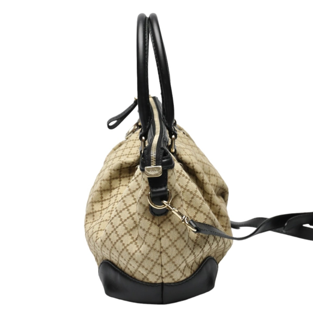 GUCCI Shoulder Bag 247902 canvas Black x beige Diamante