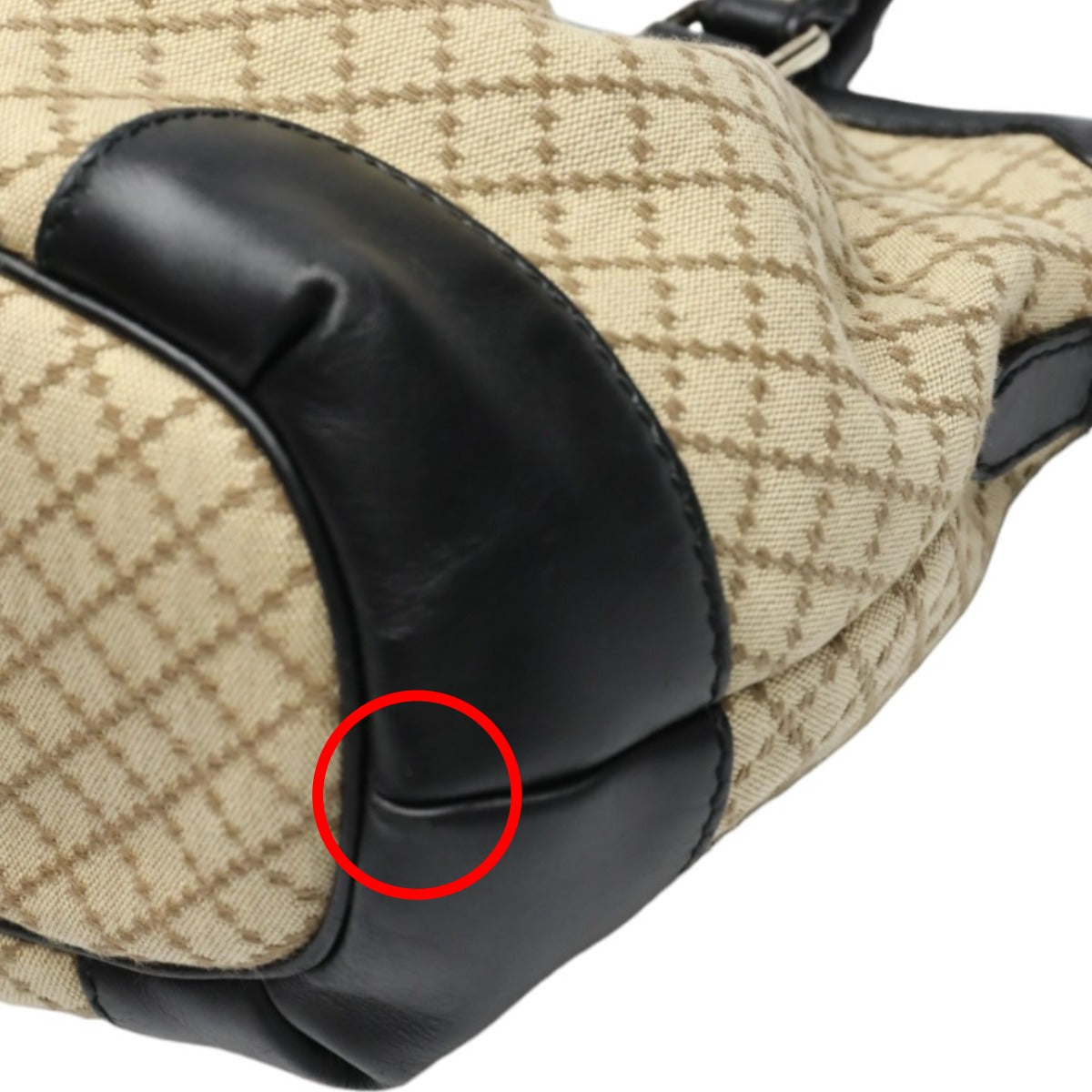GUCCI Shoulder Bag 247902 canvas Black x beige Diamante