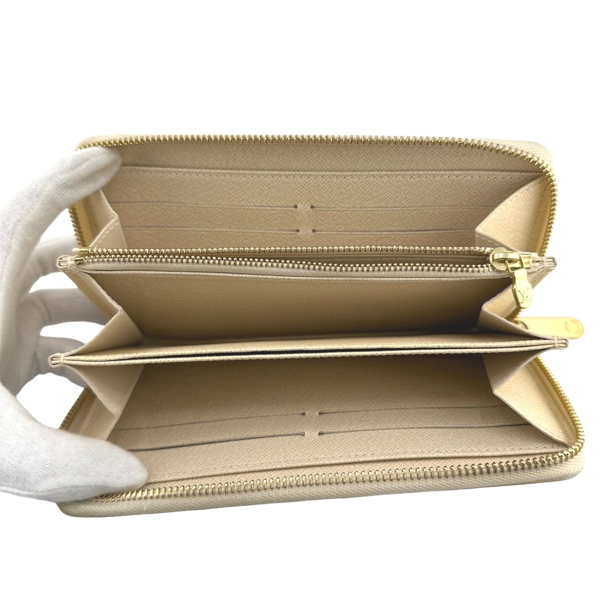 LOUIS VUITTON Long Wallet Purse N60019 Damier Azur Canvas white Azur Zippy wallet
