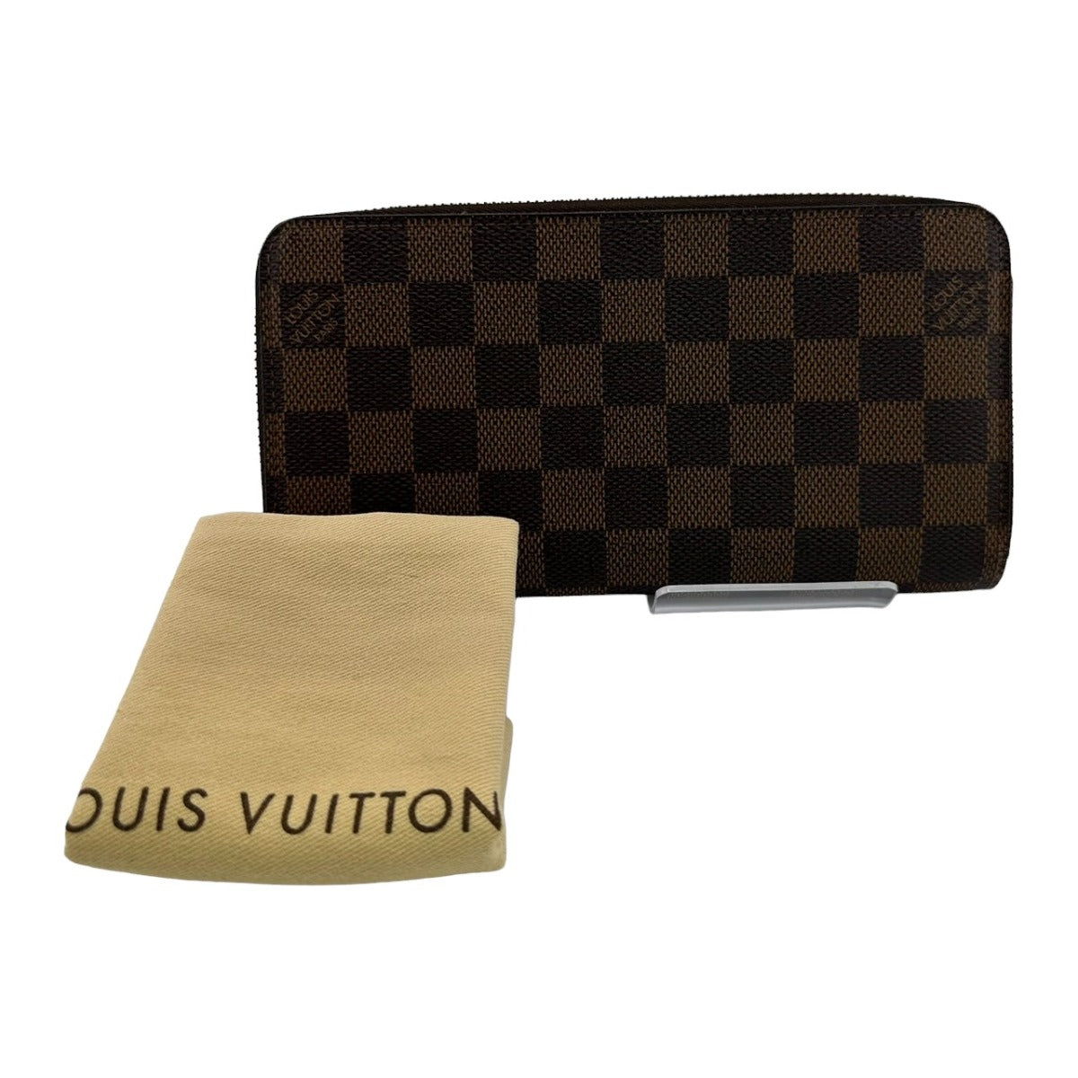 LOUIS VUITTON Long Wallet Purse N60015 Damier canvas, leather Brown Damier Zippy wallet old model