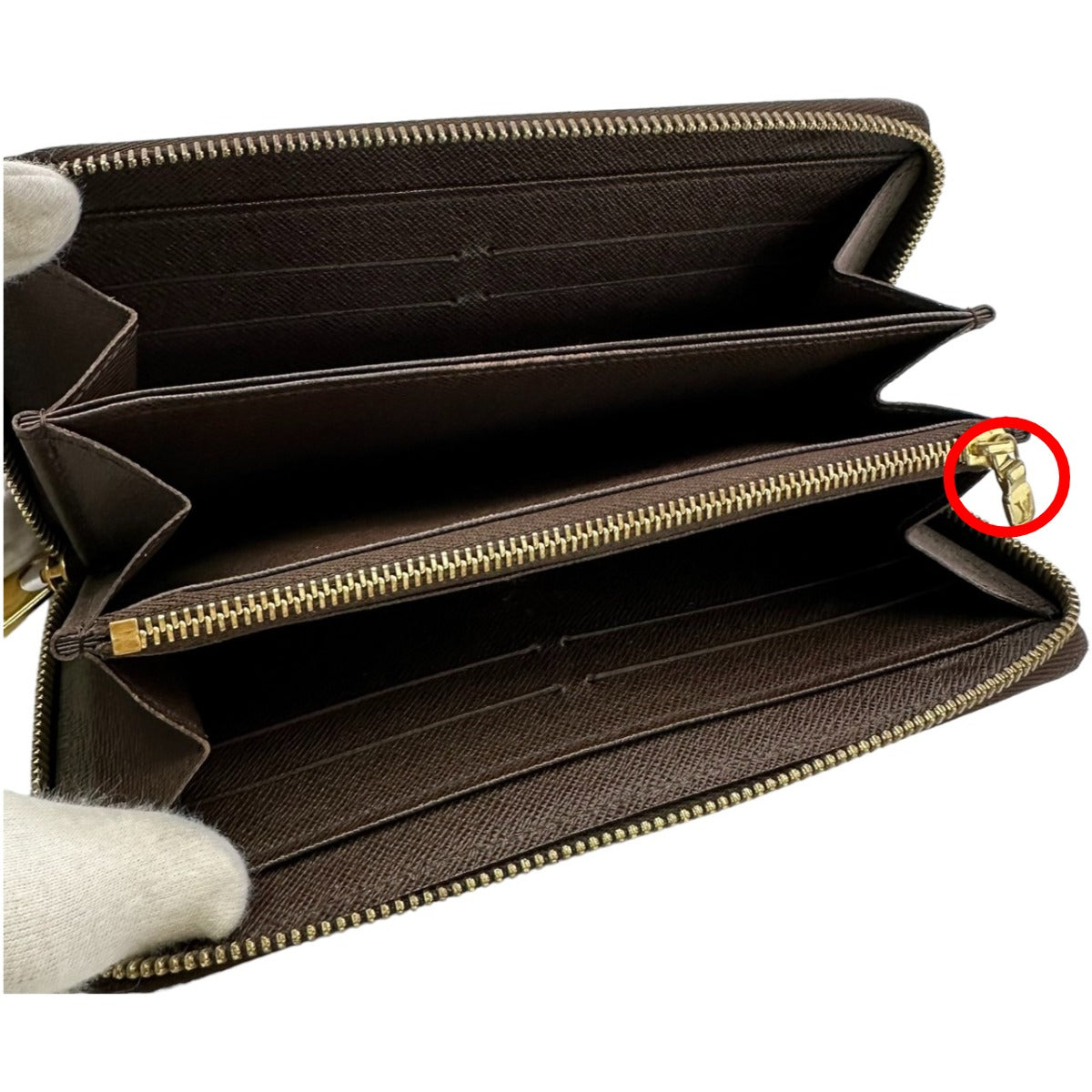 LOUIS VUITTON Long Wallet Purse N60015 Damier canvas, leather Brown Damier Zippy wallet old model
