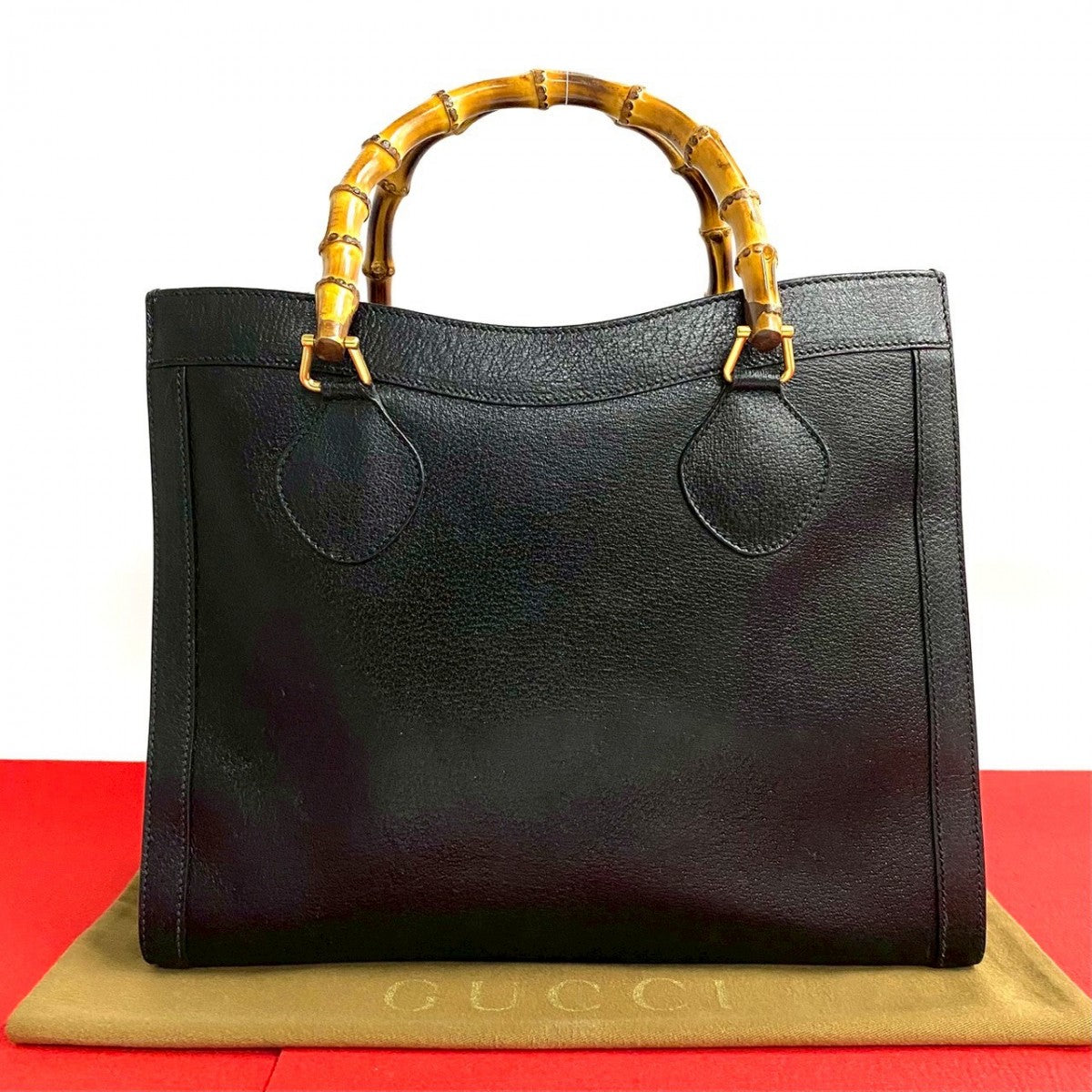 GUCCI Handbag leather black Bamboo