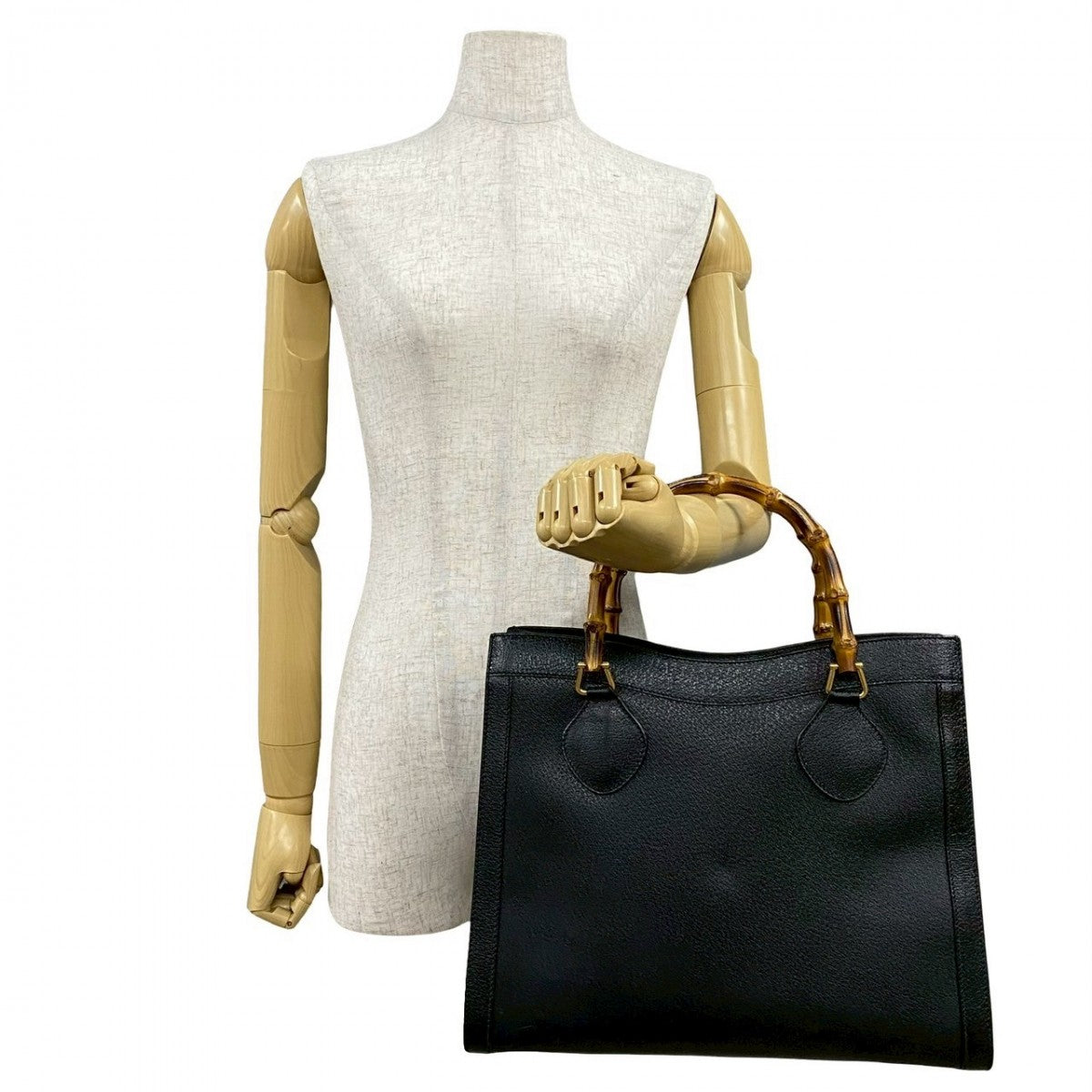 GUCCI Handbag leather black Bamboo
