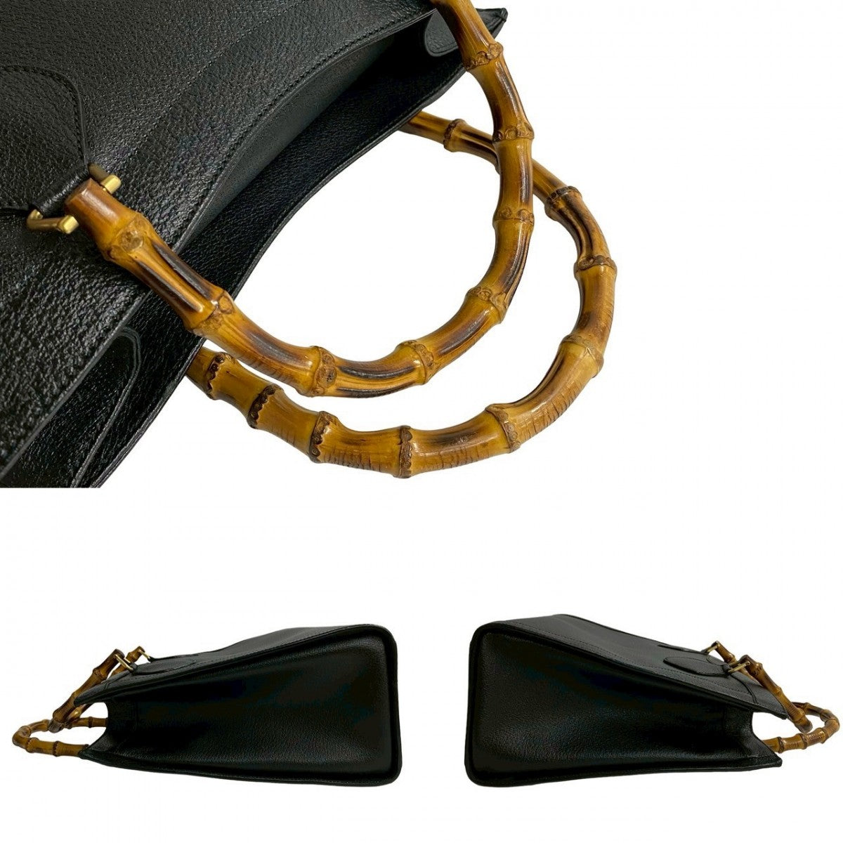 GUCCI Handbag leather black Bamboo
