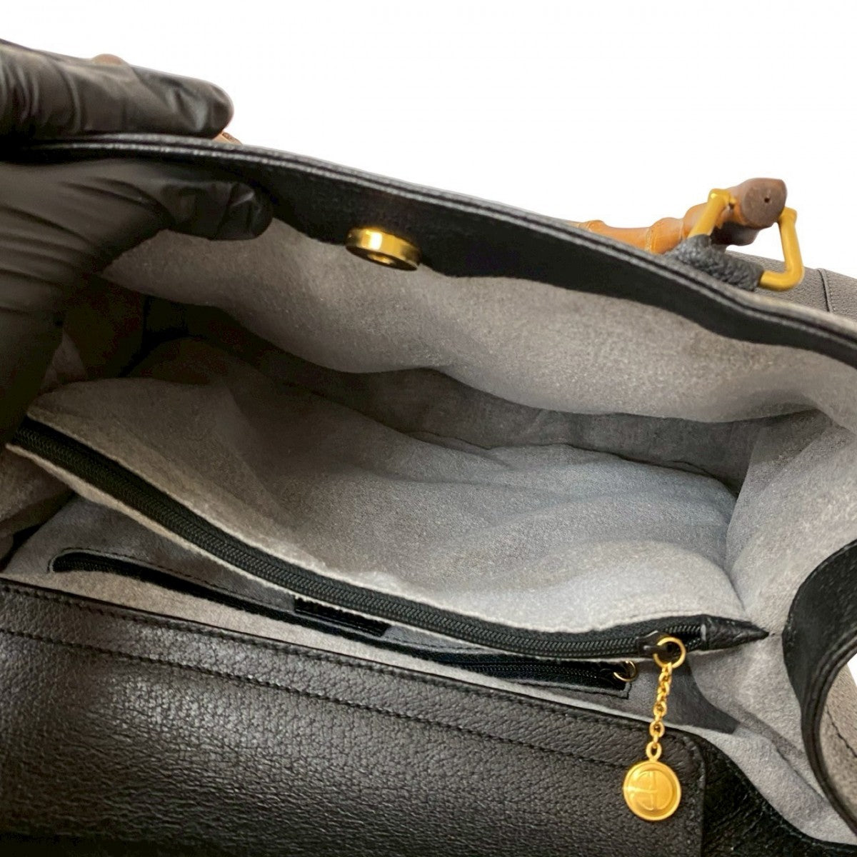 GUCCI Handbag leather black Bamboo