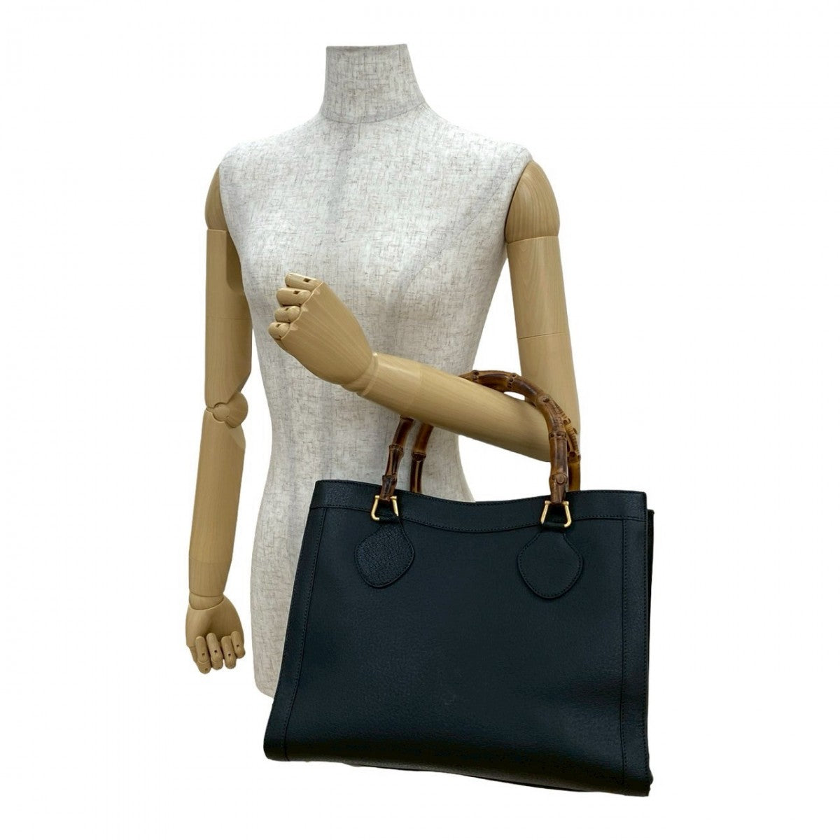 GUCCI Handbag leather black Bamboo