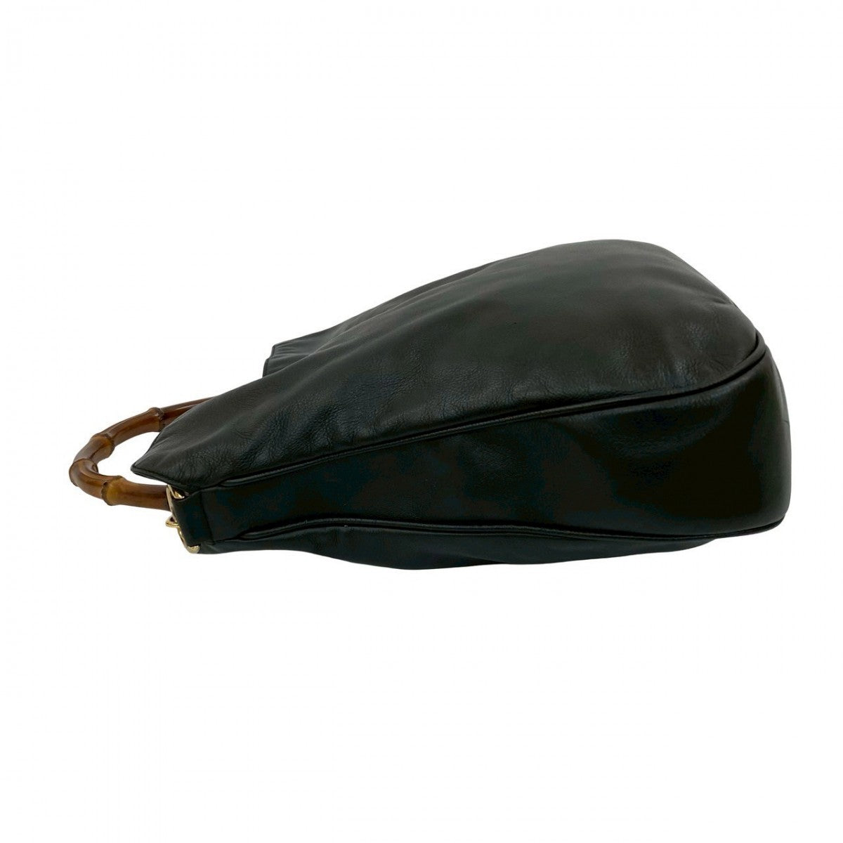 GUCCI Shoulder Bag leather black Bamboo