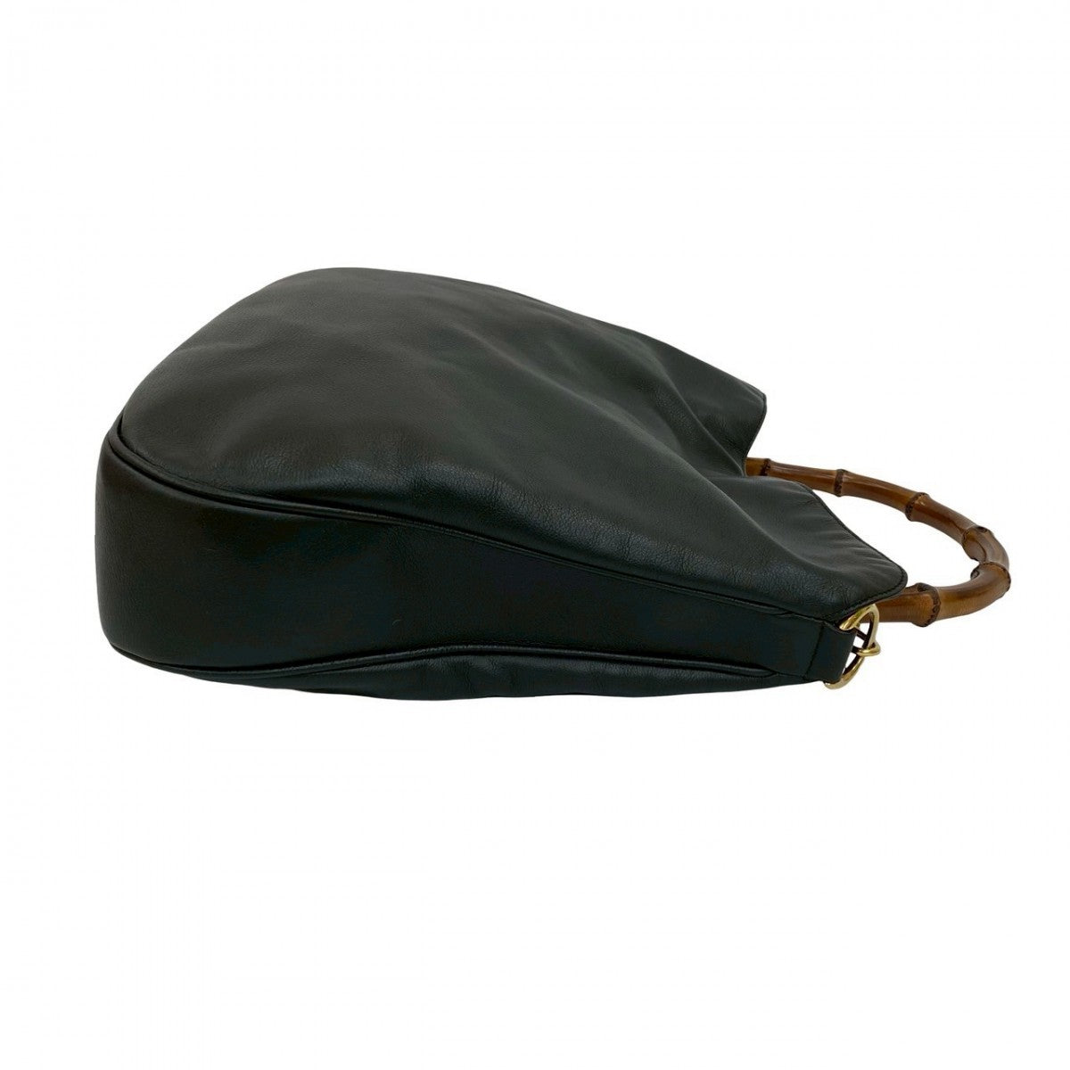 GUCCI Shoulder Bag leather black Bamboo
