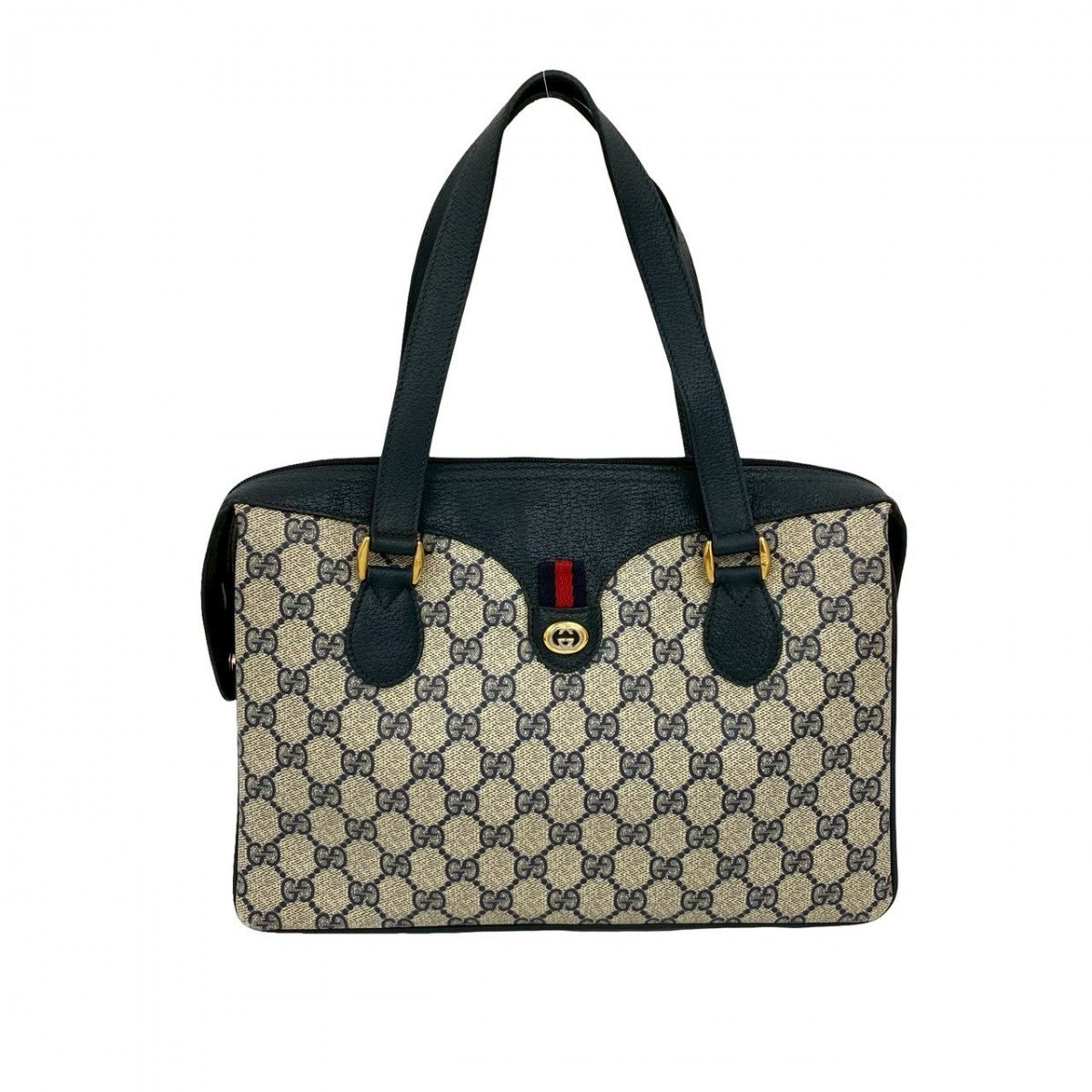 GUCCI Handbag leather Navy Sherry line