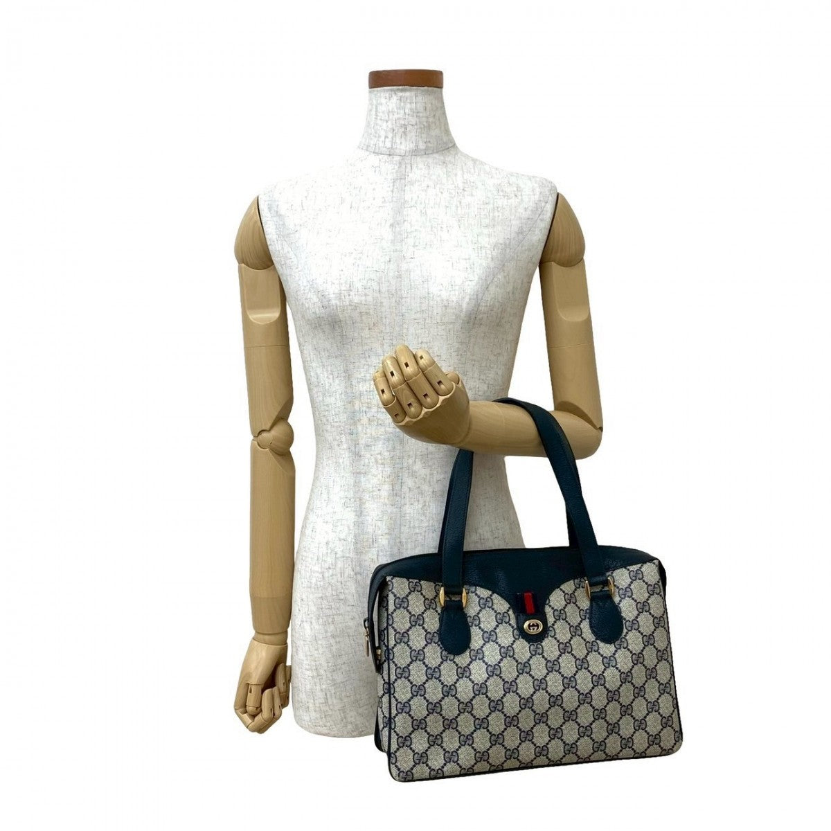 GUCCI Handbag leather Navy Sherry line