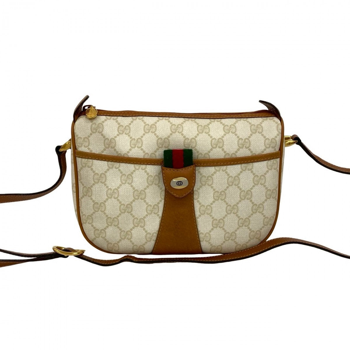 GUCCI Shoulder Bag leather white Sherry line
