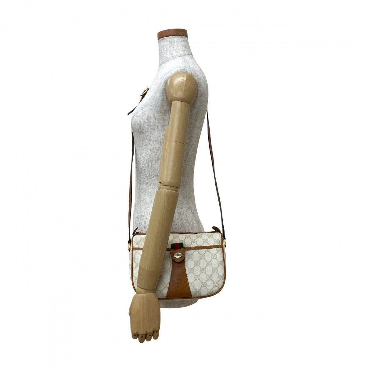 GUCCI Shoulder Bag leather white Sherry line