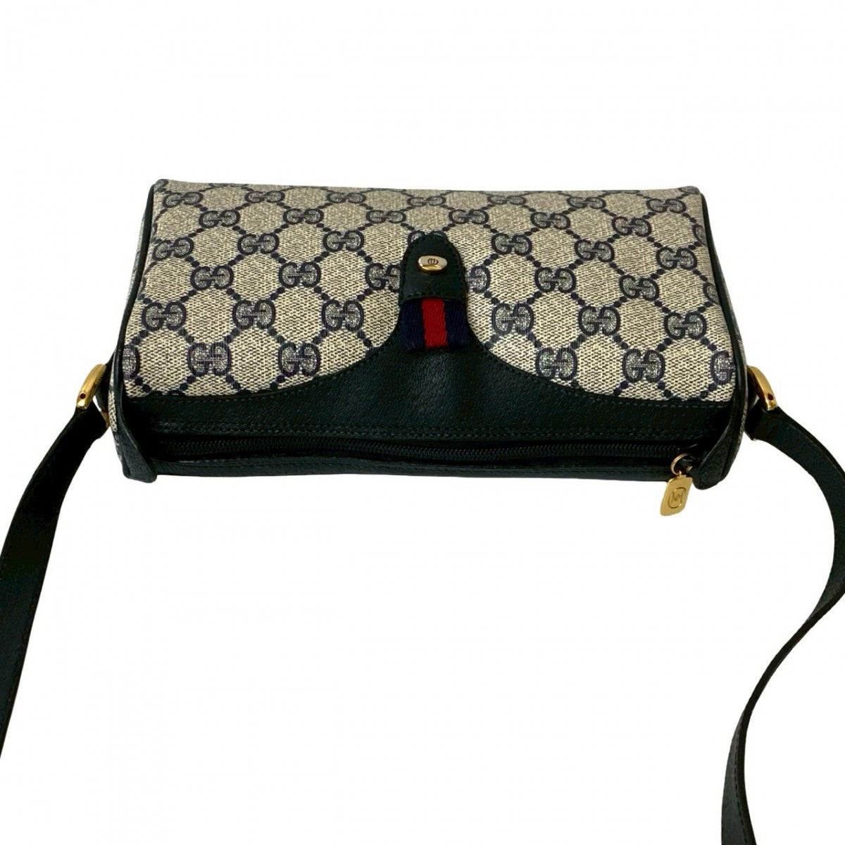 GUCCI Shoulder Bag leather Navy Sherry line