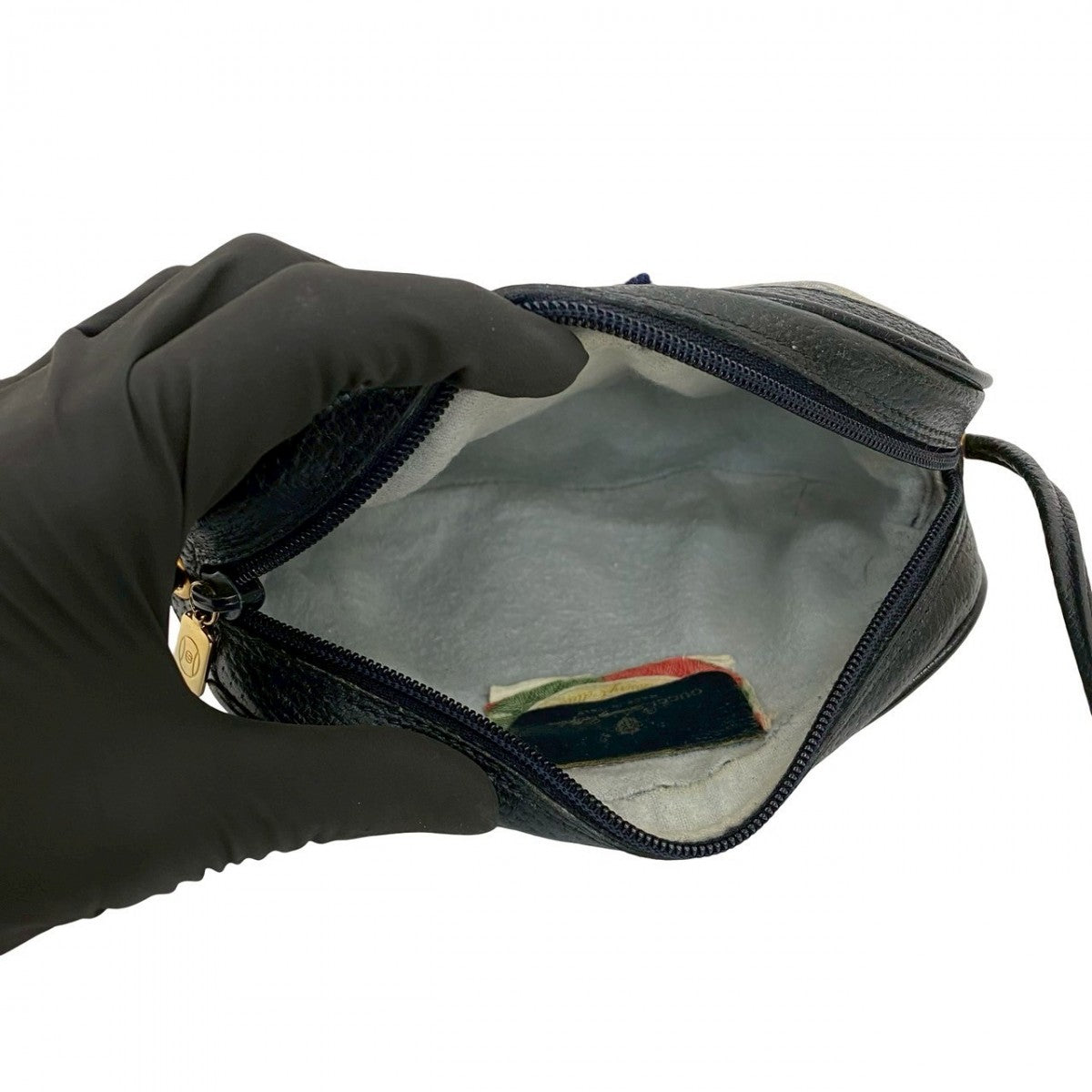 GUCCI Shoulder Bag leather Navy Sherry line