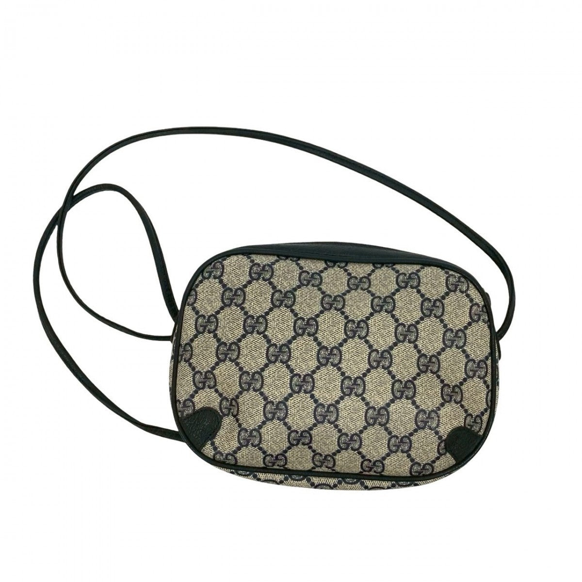 GUCCI Shoulder Bag leather Navy Sherry line