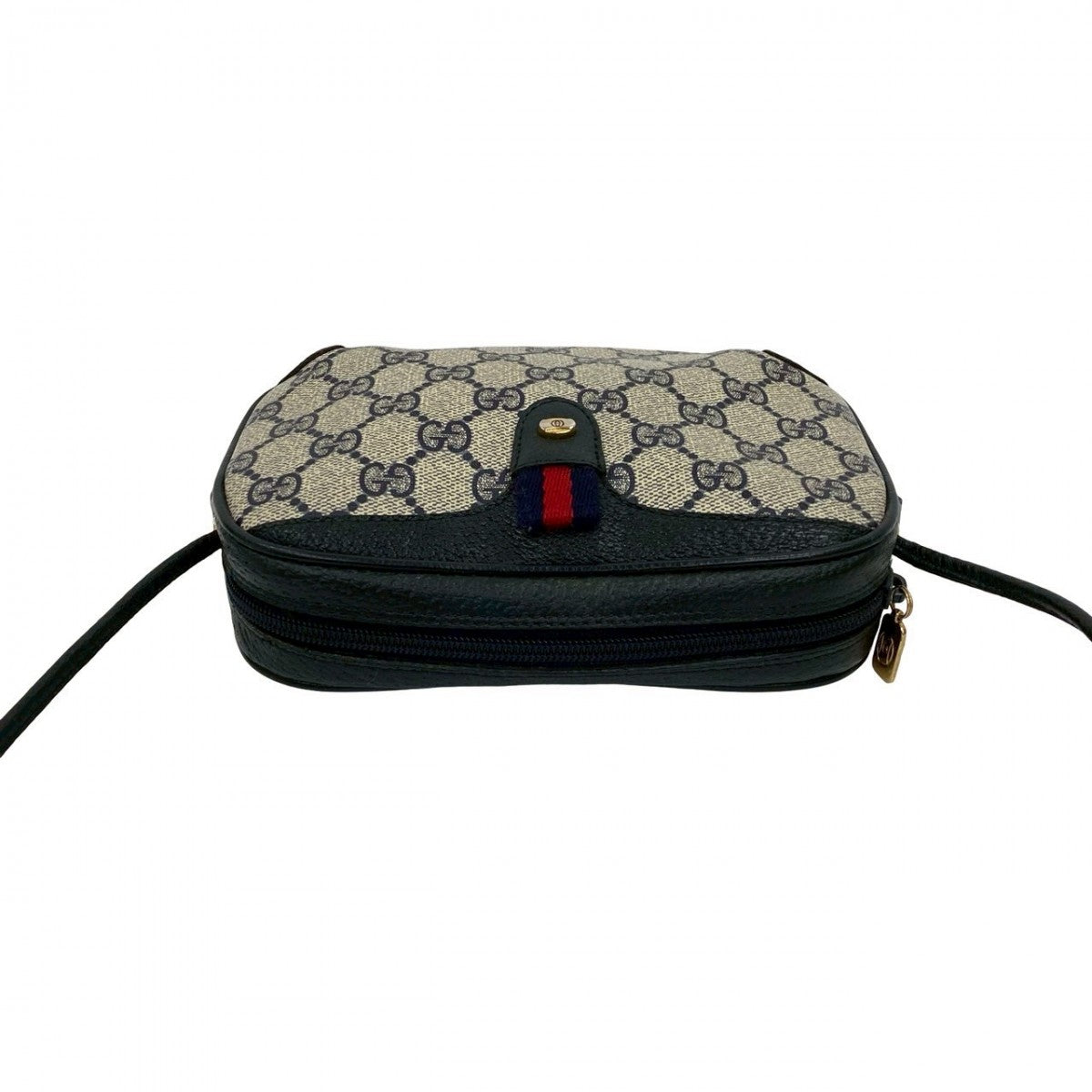 GUCCI Shoulder Bag leather Navy Sherry line