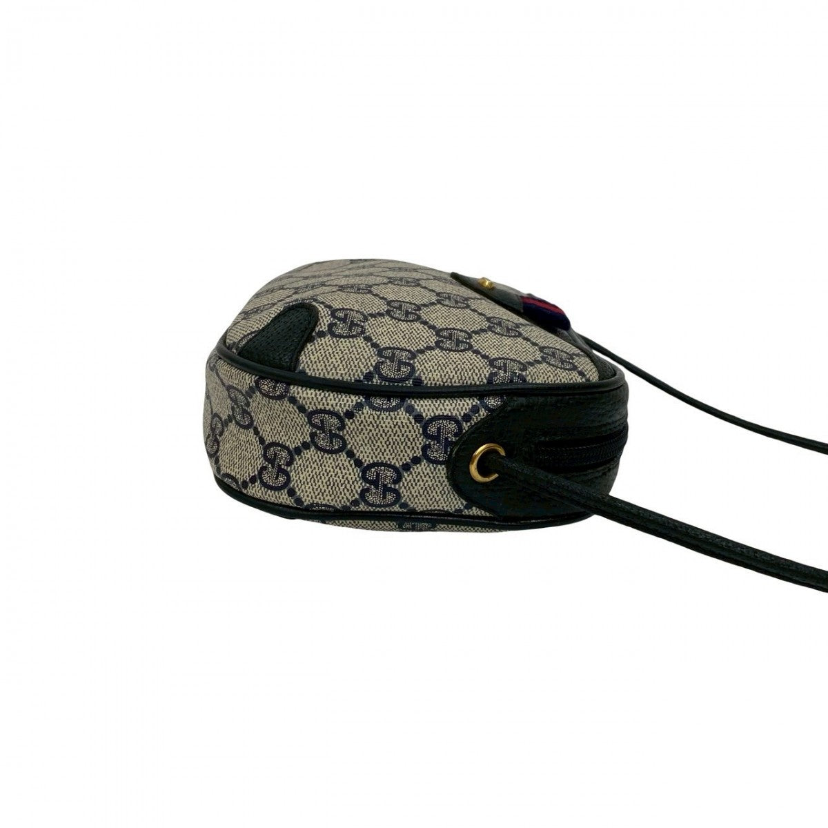 GUCCI Shoulder Bag leather Navy Sherry line