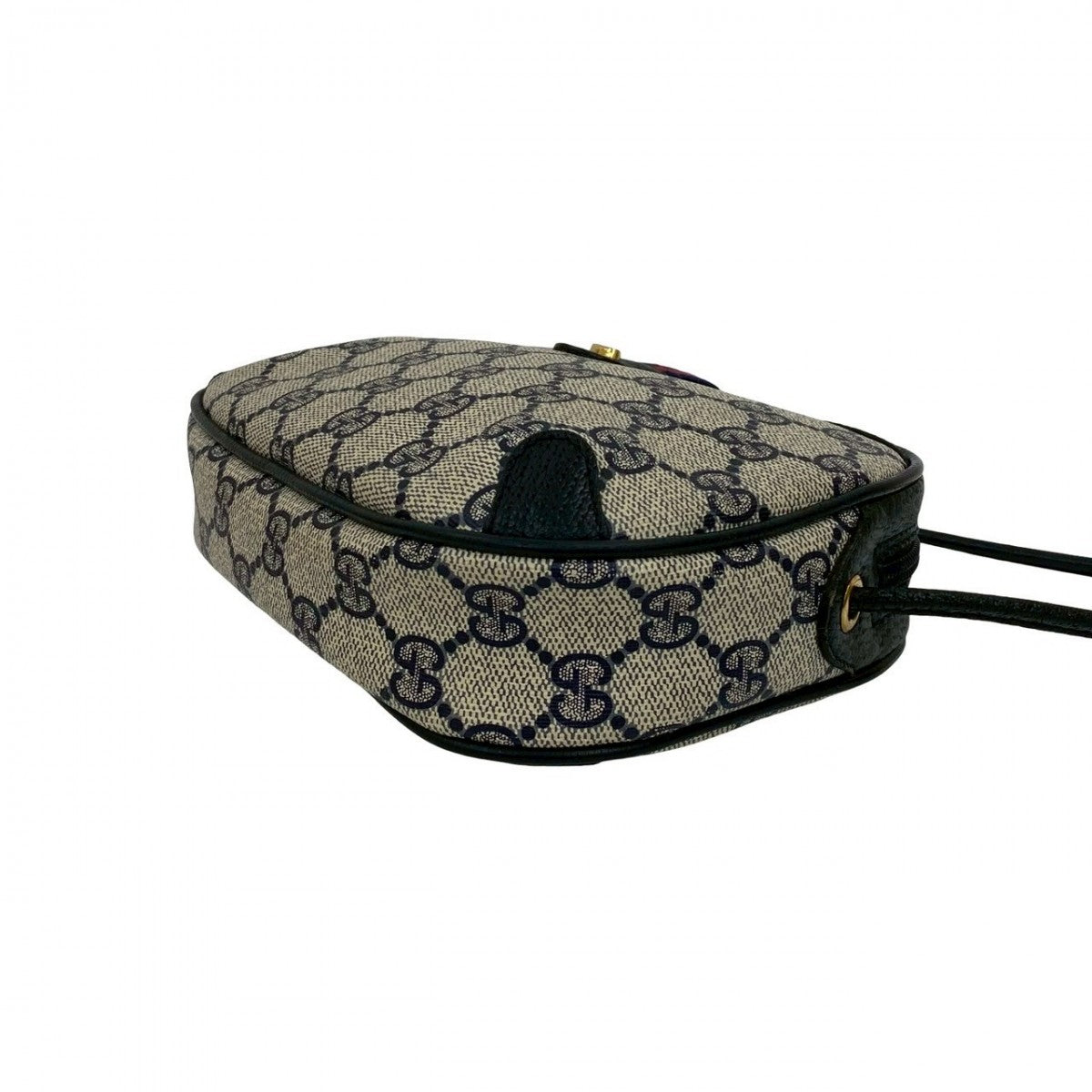 GUCCI Shoulder Bag leather Navy Sherry line