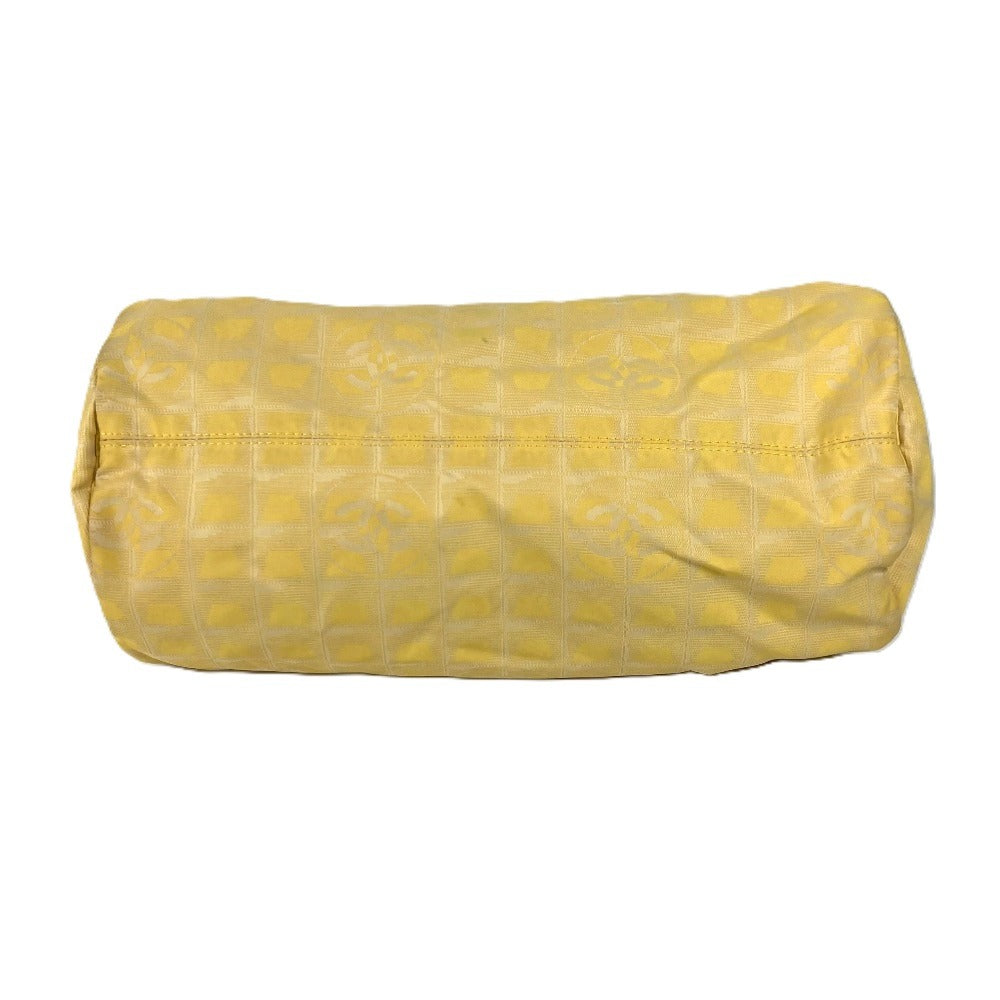 CHANEL Shoulder Bag Nylon jacquard yellow New travel line Cylindrical